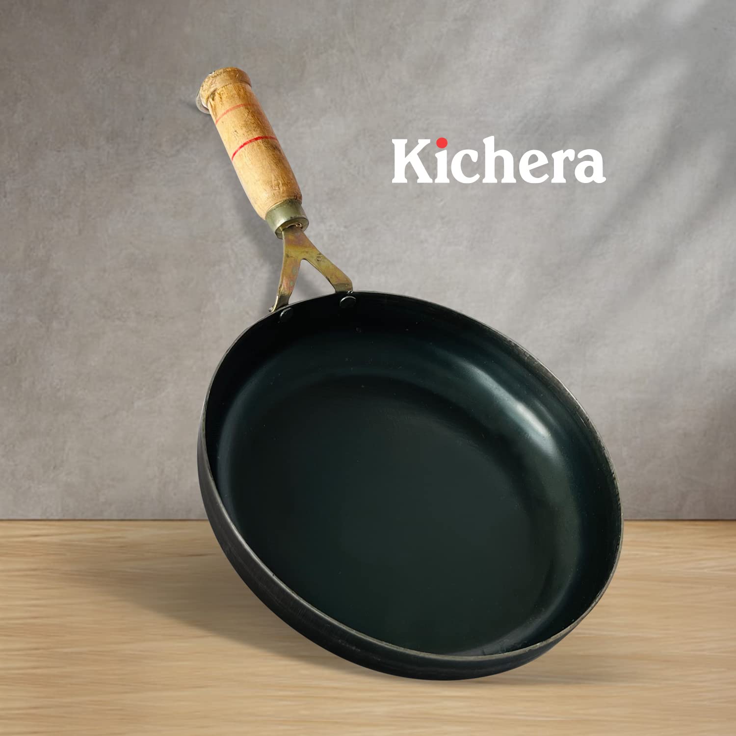 Kichera Iron Fry Pan with Wooden Handle (8 Inch)