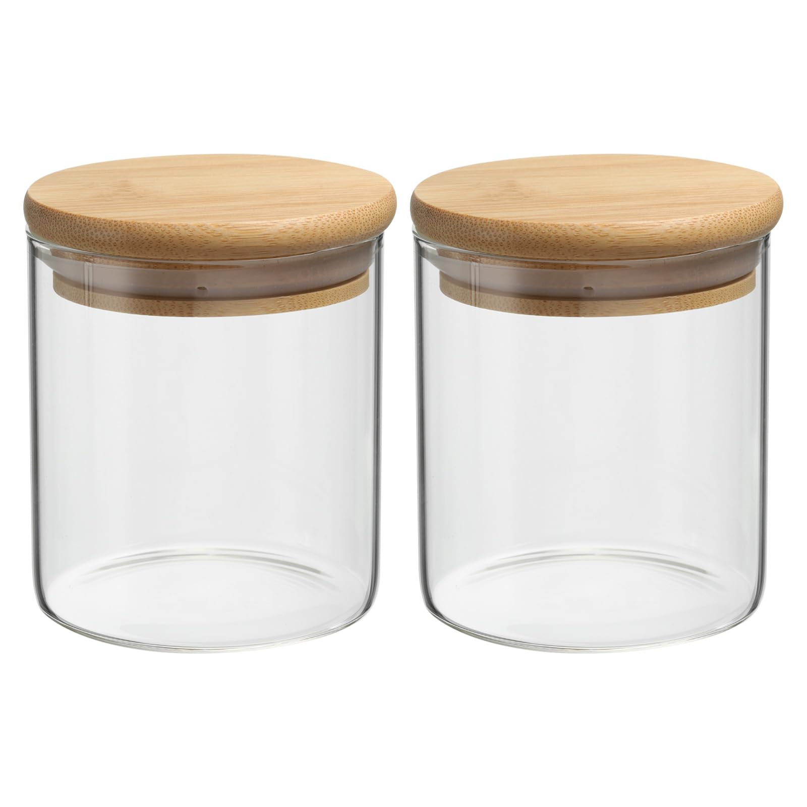 Patikil 14 Oz Glass Jar With Airtight Bamboo Lid, 2 Pack Glass Kitchen Container Clear Food Storage Jar For Nuts Sugar Coffee Be