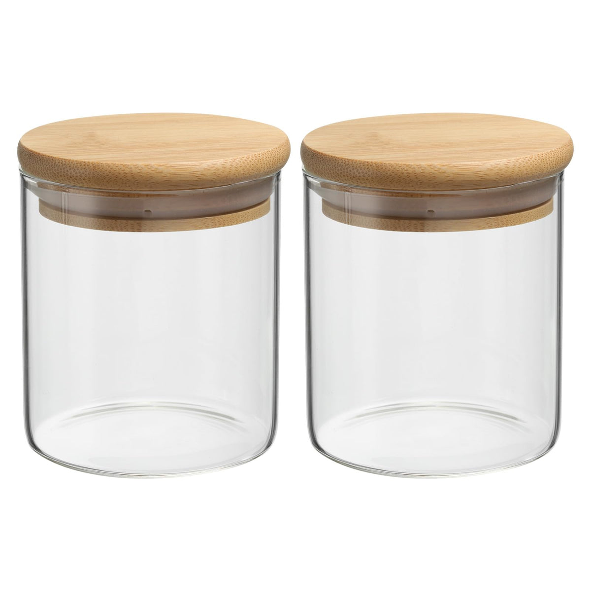 Patikil 14 Oz Glass Jar With Airtight Bamboo Lid, 2 Pack Glass Kitchen Container Clear Food Storage Jar For Nuts Sugar Coffee Be