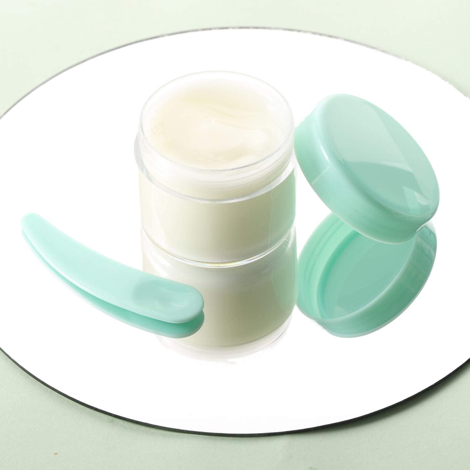 100 Pcs 20G Plastic Sample Cosmetic Containers With Lids And 10 Pcs Mini Makeup Spatula