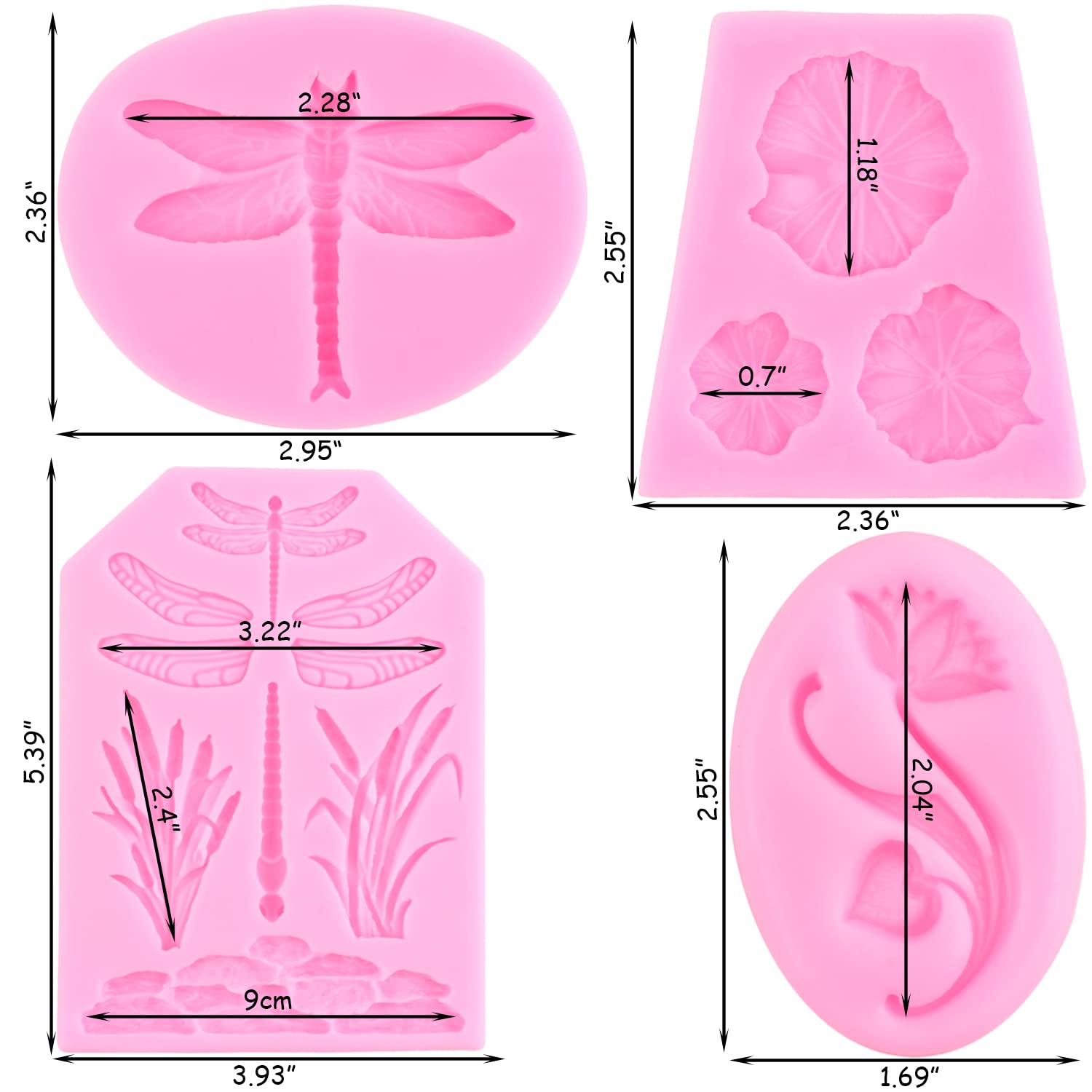 Zixiang Dragonfly Silicone Molds Lotus Leaf Fondant Mold Lily Pad Silicone Molds Lotus Flower Mold For Cake Decorating Cupcake T