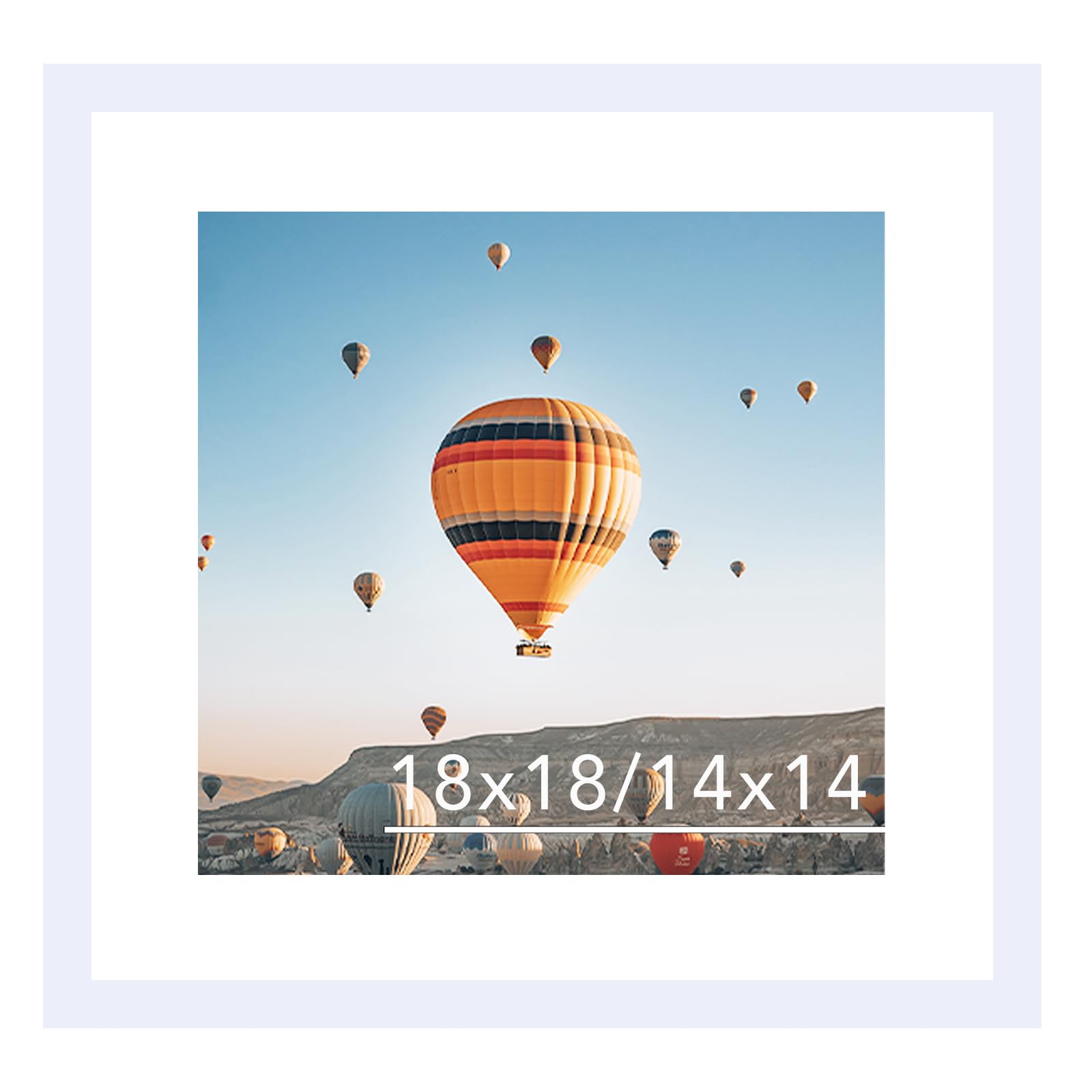 JCJMY 18x18 Picture Frame White with 14x14 Mat, Display Photo 14x14 with Mat or 18 x 18 Without Mat, Wall Hanging Large 18x18 Po