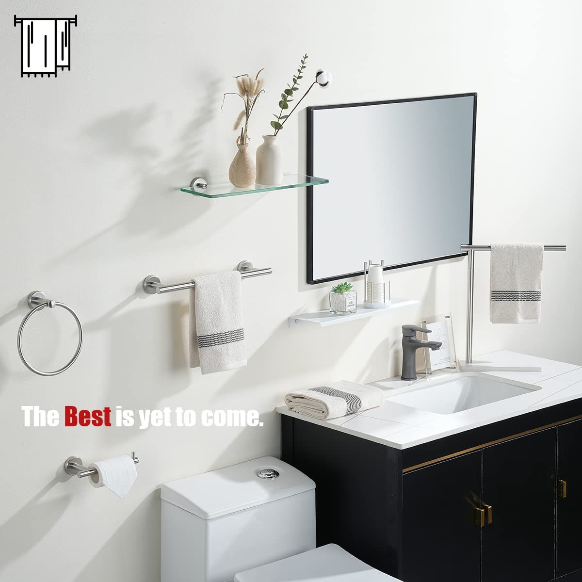 JQK Toilet Paper Holder  5 Inch 304 Stainless Steel Thick 0.8mm Tissue Paper Dispenser for Bathroom  Hold Mega Rolls  Brushed Nickel Wall Mount  TPH100-BN