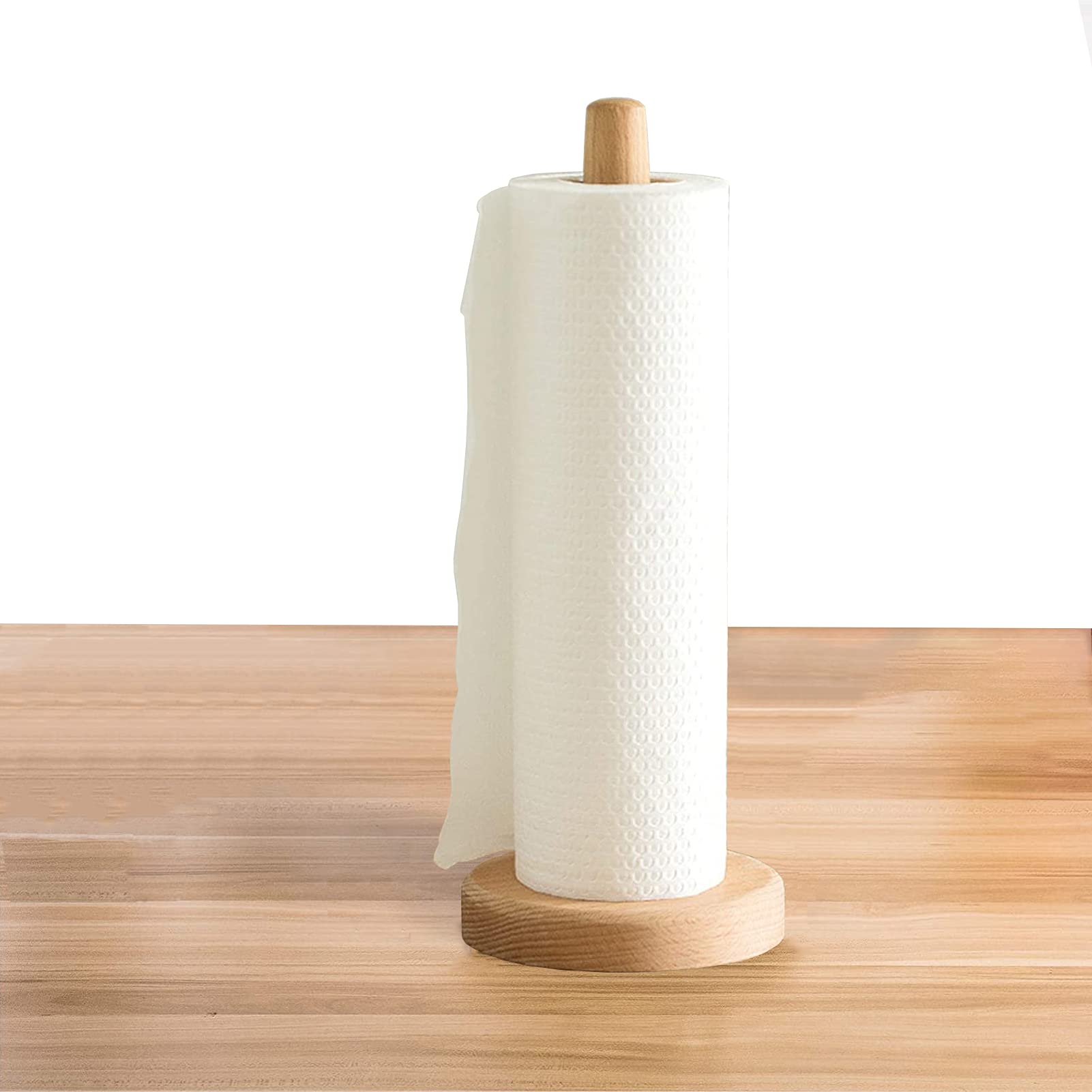 Yistao Wood Paper Towel Holder, Wooden Paper Towel Holder Countertop Standing Paper Towel Organizer Roll Dispenser For Kitchen C