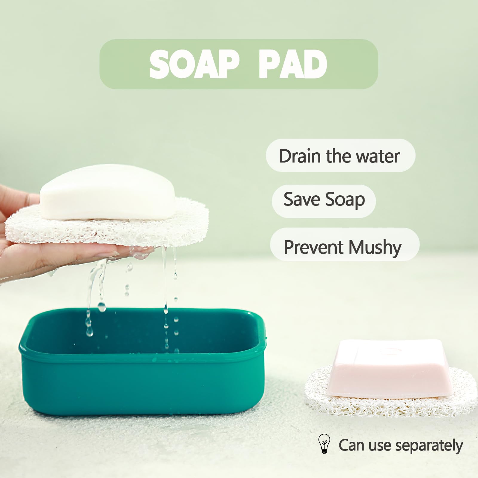 Puting Large Travel Soap Container Leak Proof,Silicone Soap Case With Soap Pad,Slip-Resistant Portable Bar Soap Holder For Showe