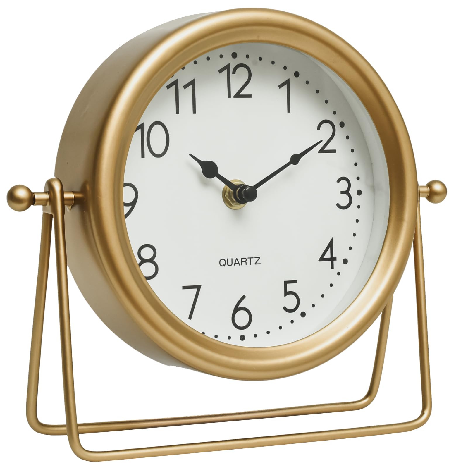 Emax Home Macvad Vintage Golden Table Clock - Elegant Battery Operated Office, Living Room, And Bedroom Clock With Minimalist De