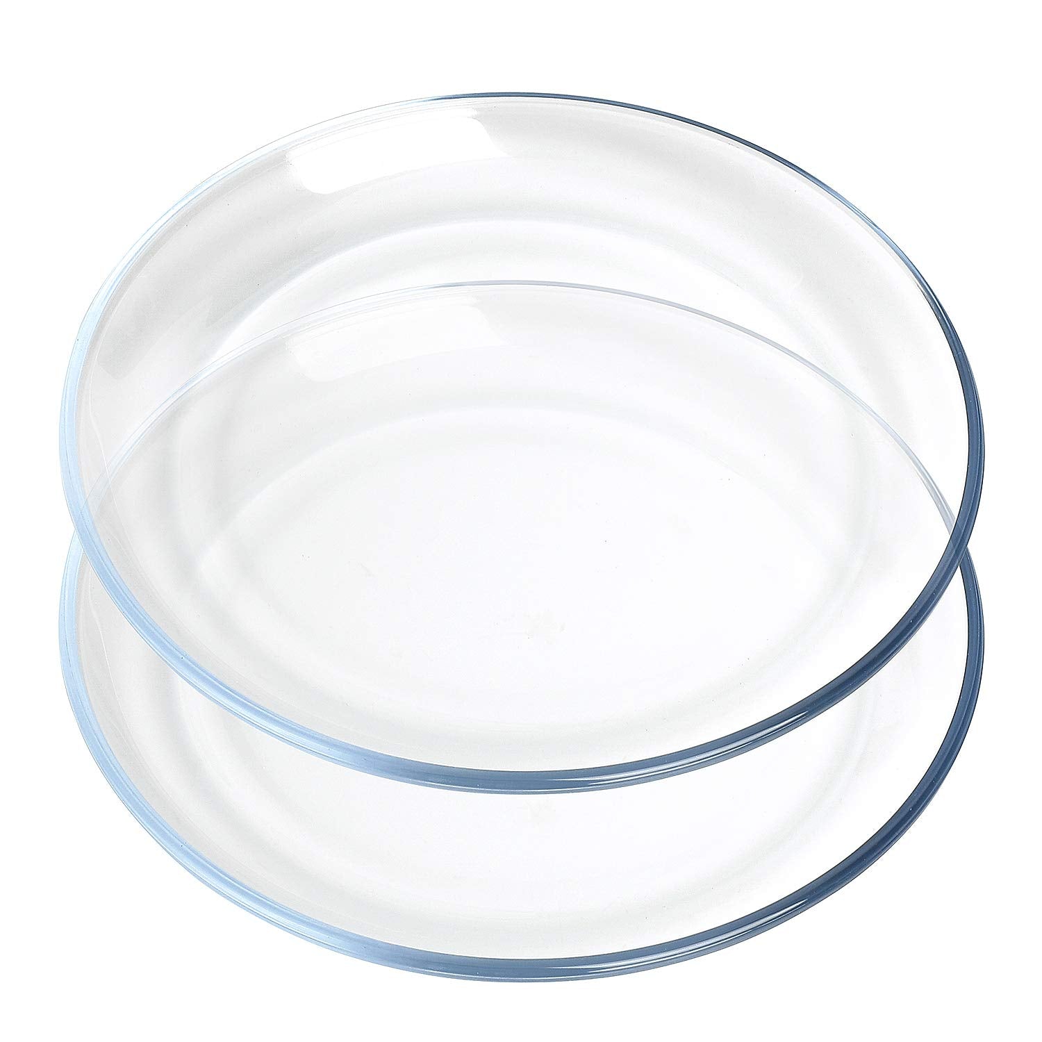 Foyo Oven Basics Glass Plate Set, 10 Inch Round Tempered Glass Pie Dish, Set Of 2