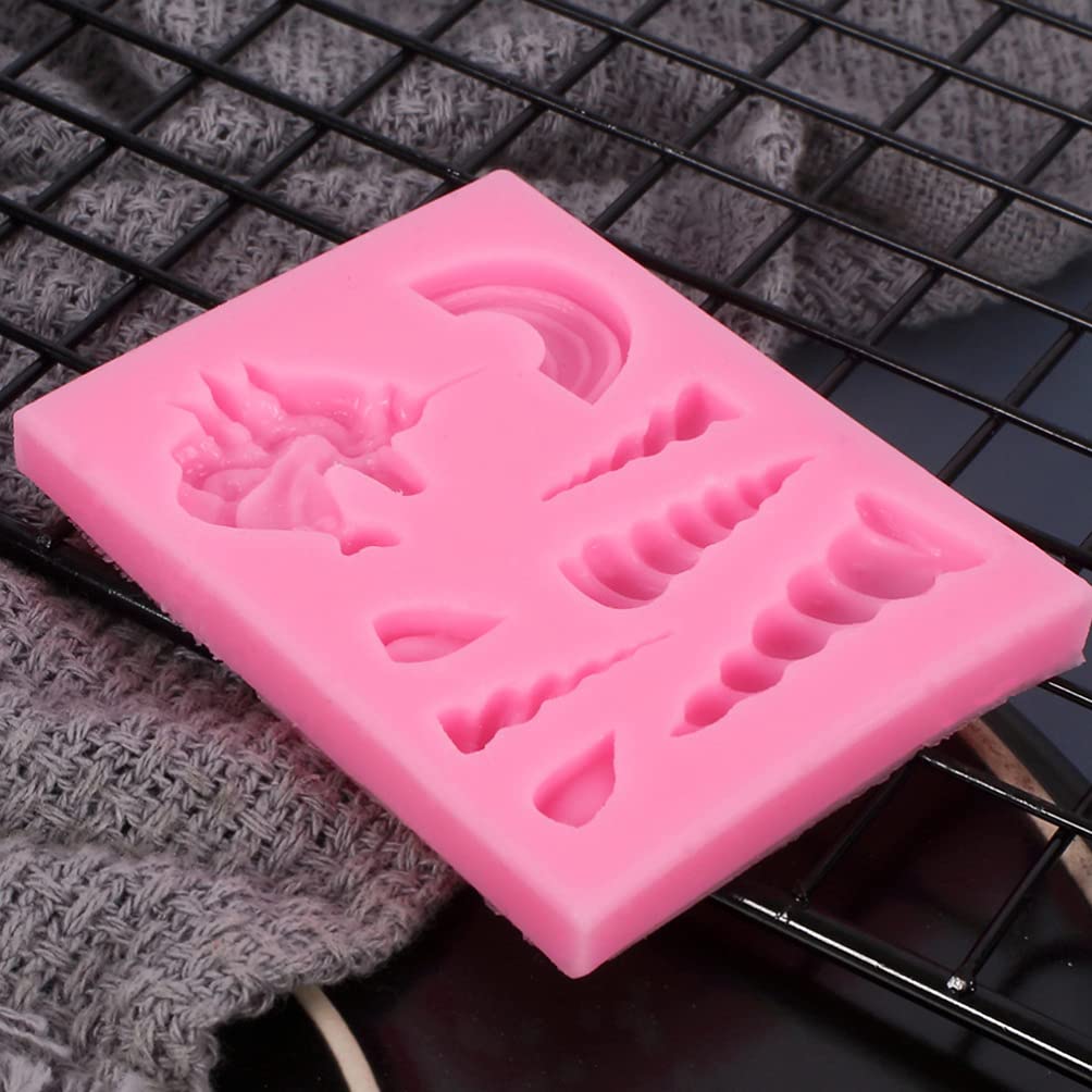 Artibetter 5Pcs Unicorn Silicone Mold Unicorn Horn Ears And Eyelash Cake Topper Molds 3D Unicorn Cake Mold Fondant Cake Decorati