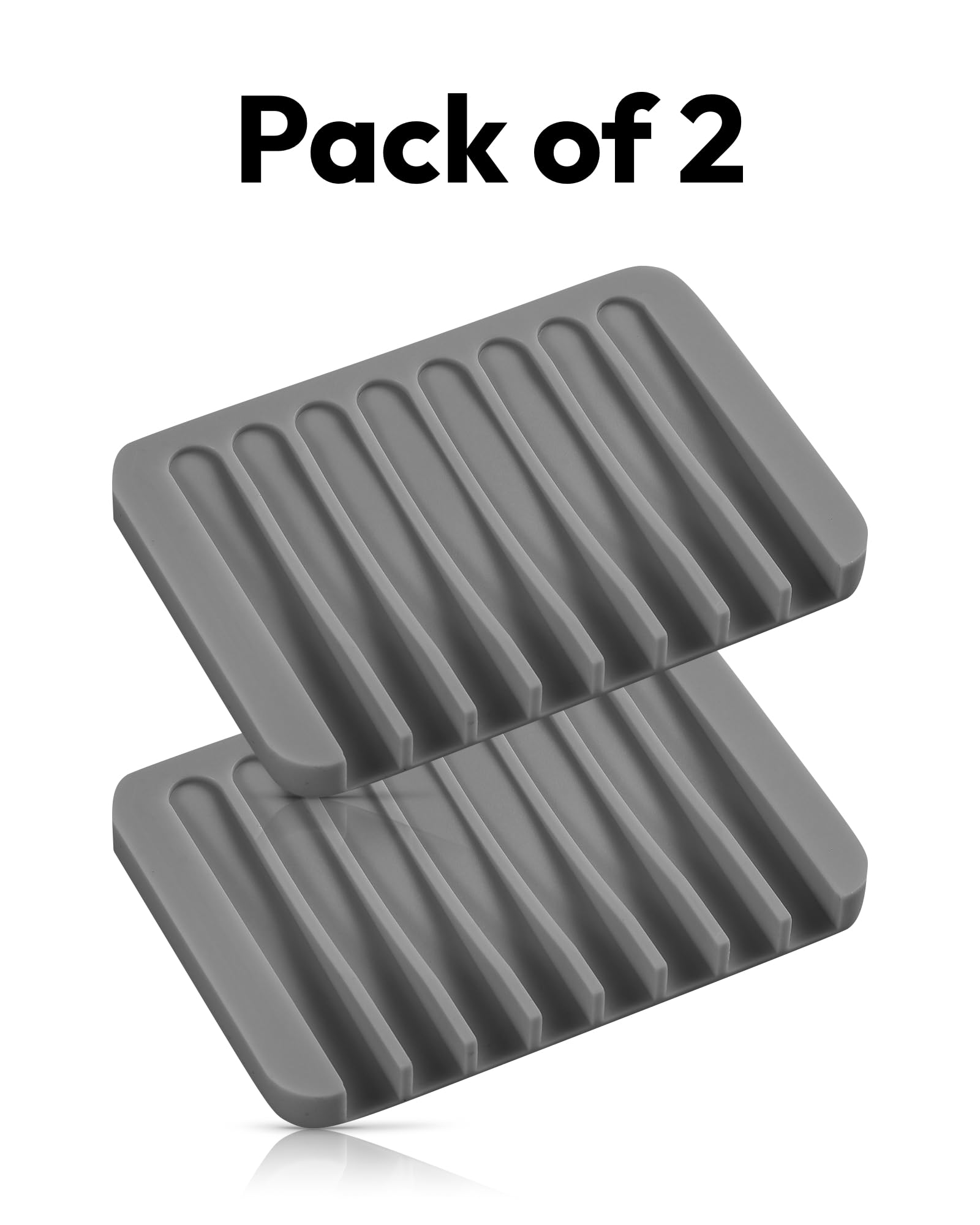 Jomeech Bathroom Soap Dish, Silicone Soap Holder For Bar Soap, Pack Of 2 (Dark Gray)