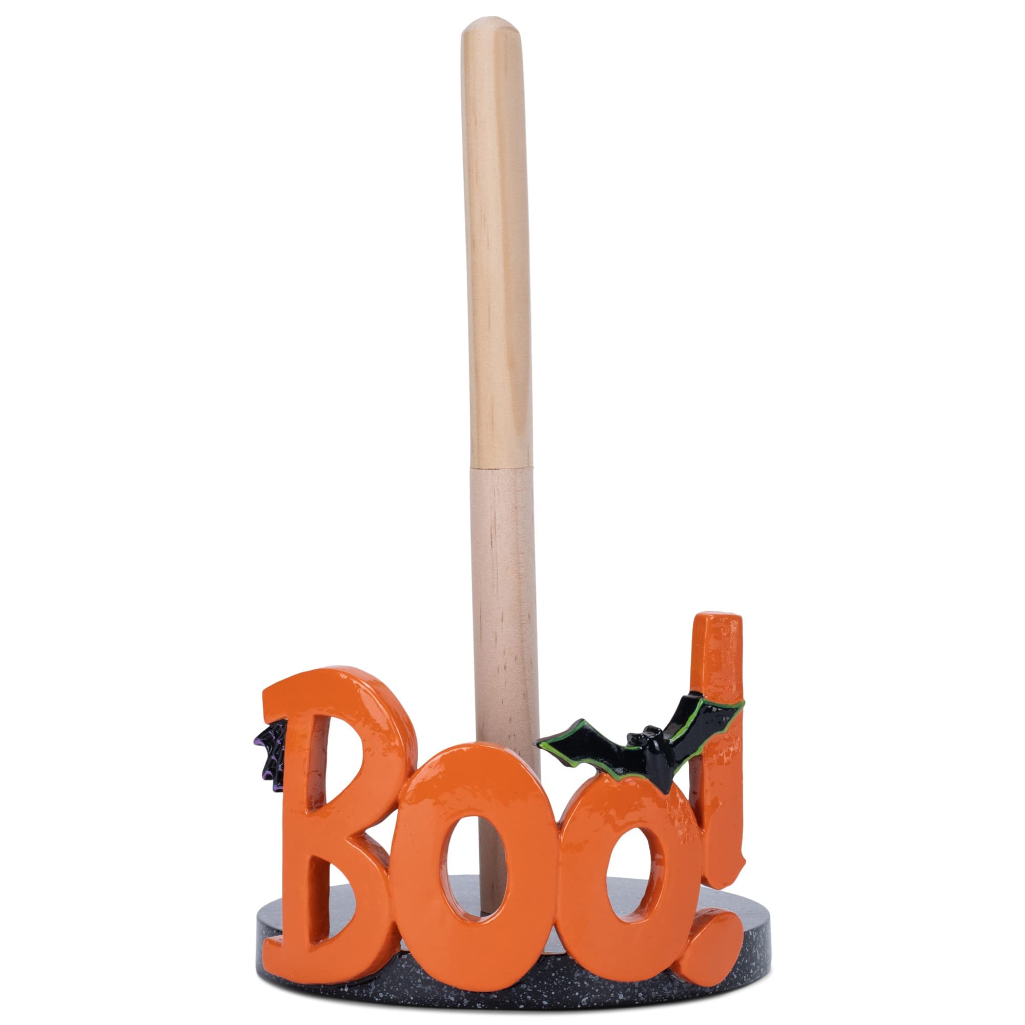 Elanze Designs Boo Bat 12 Inch Resin And Wood Halloween Paper Towel Holder