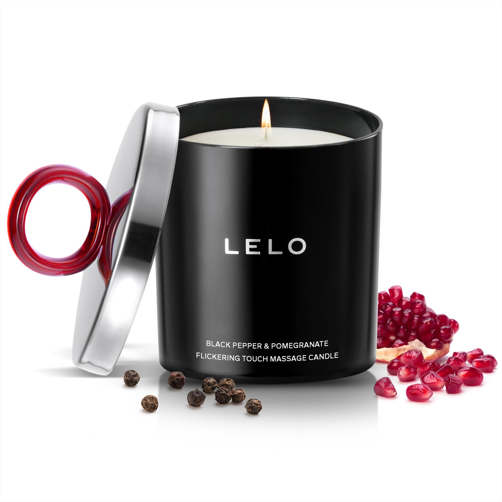 LELO Flickering Touch Massage Candle, Melts into Massage Oil, Scented Candle Body Massage Oil, Luxury Skin Treatment, Black Pepp