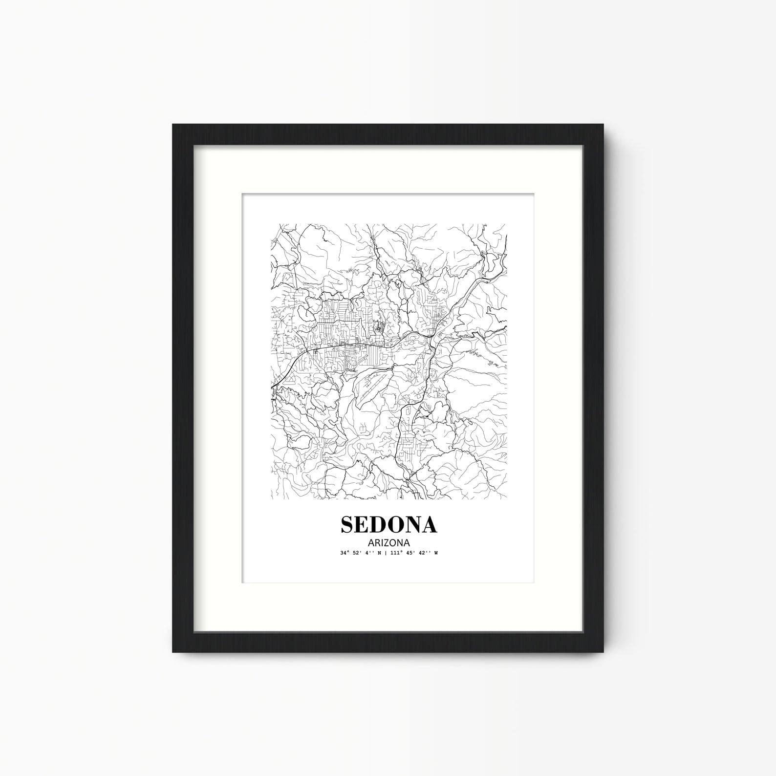 Eleville 11X14 Unframed Sedona Arizona City View Abstract Road Modern Map Art Print Poster Wall Office Home Decor Minimalist Lin