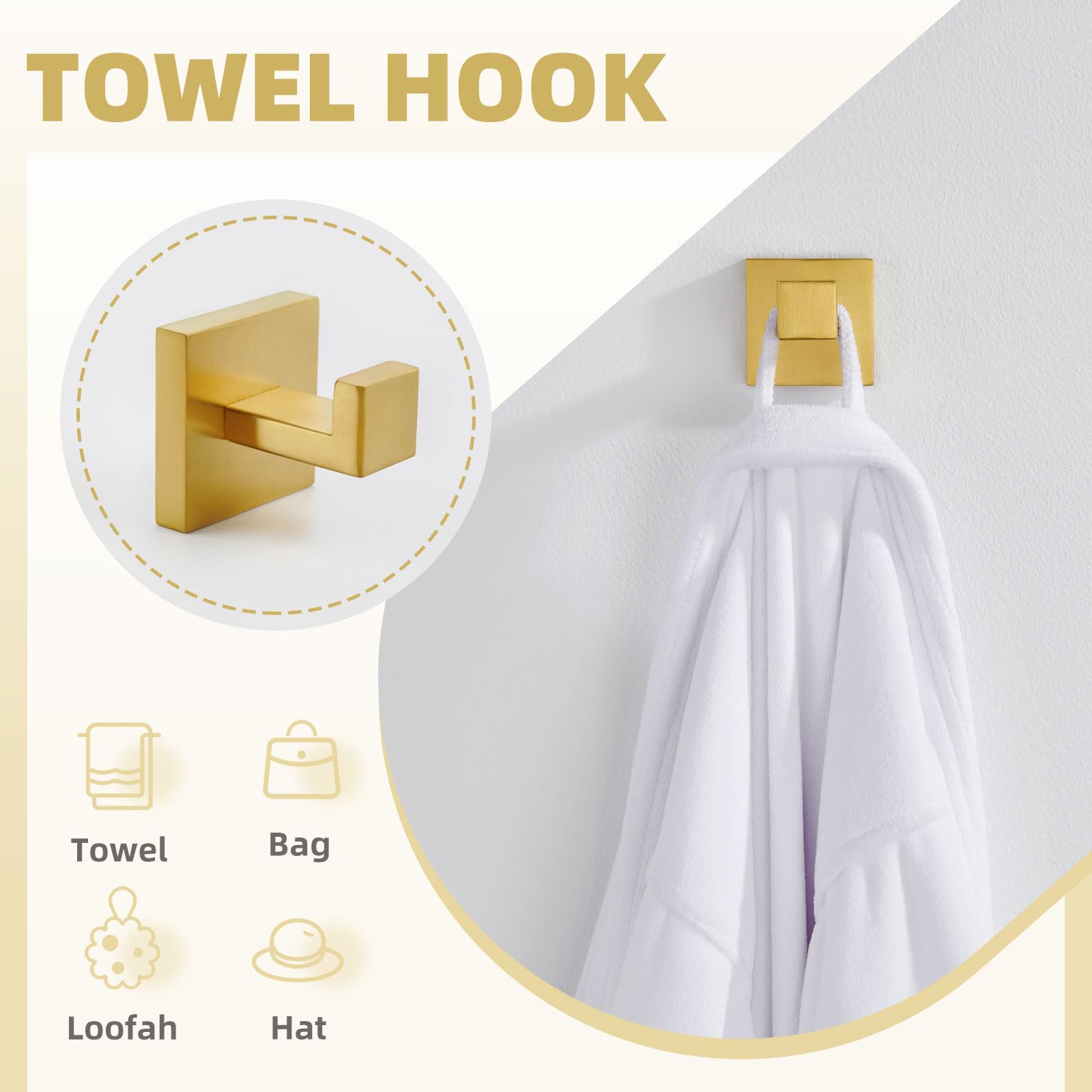 Bathroom Hardware Set 4-Piece, Angle Simple Sus304 Stainless Steel Bath Accessory Kit, Bathroom Fixture Set With Robe Hook, Toil