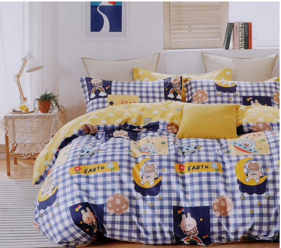 Riftree Microfibre Glace Cotton Digital Print Single Bed Reversible Ac Comforter Living Room/Kids Room (60 X 90 Inches)  Blue C