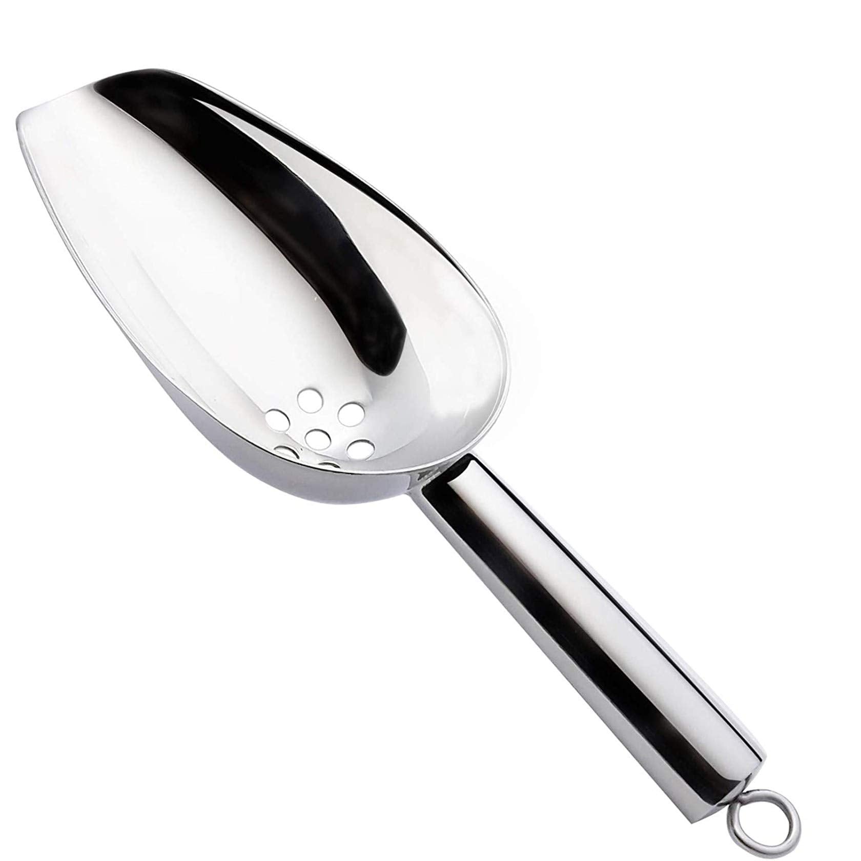 Jbscoop Ice Scoop With Holes. Stainless Steel Ice Scoop With Drain Holes To Reduce Unwanted Dilution. Heavy Duty And Dishwasher