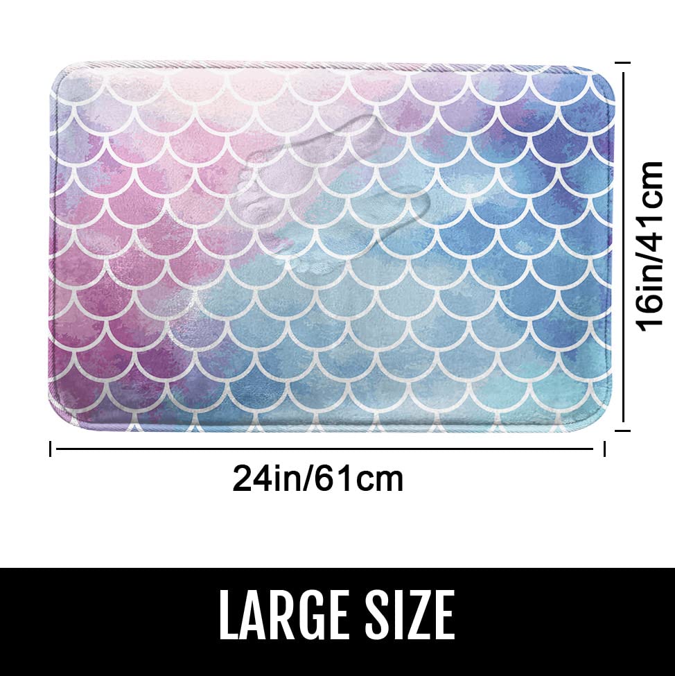 Purple Pink Gradient Bath Mat Mermaid Scale Texture Bathroom Rugs No Silp Cute Washable Cover Floor Rug Carpets Floor Mat 16x24 Inches for Kitchen Bedroom