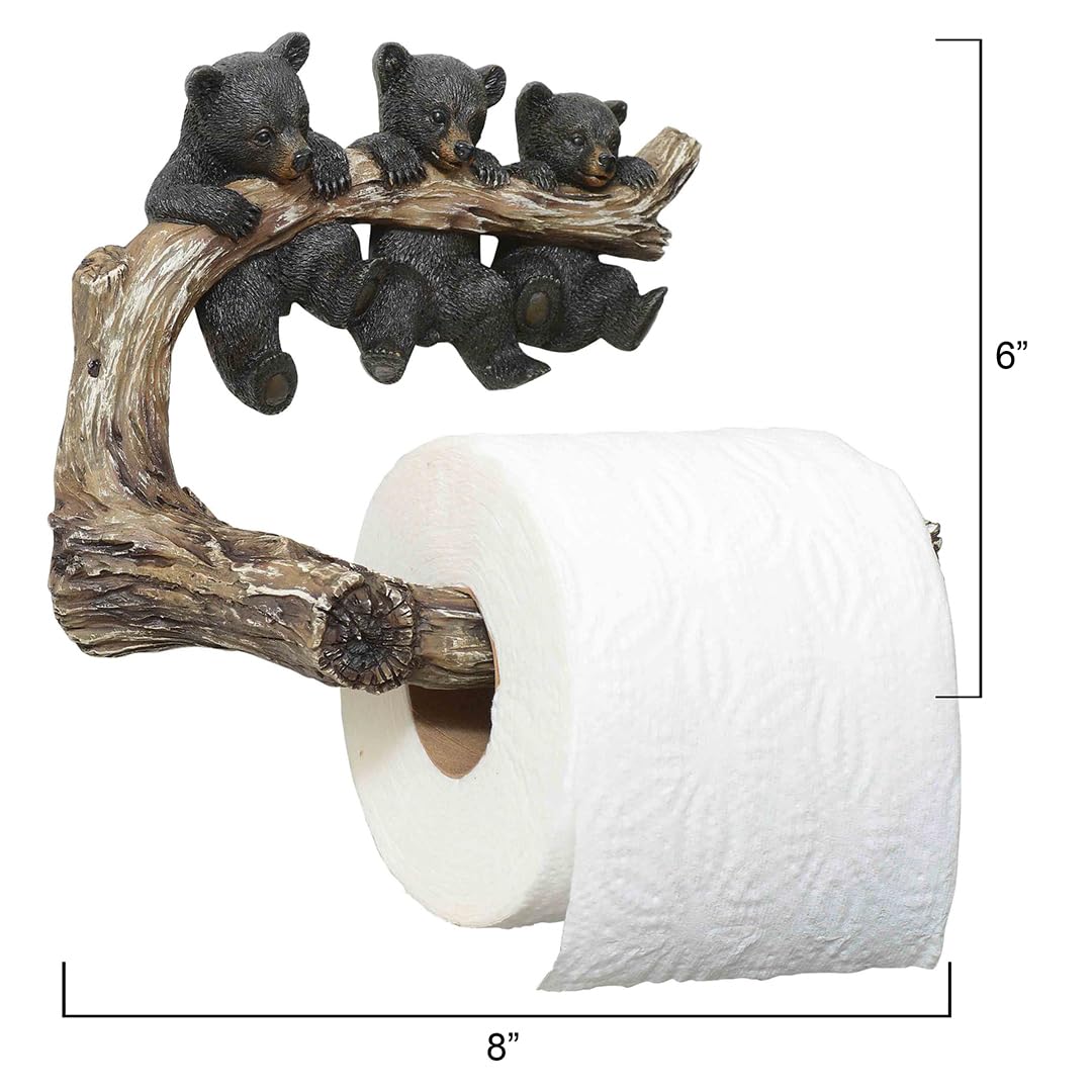 Black Forest D?or - Bear Necessities Toilet Paper Holder for Home  Cabin  Lodge  Bathroom - Vintage Rustic Wall D?or - Wood Resin