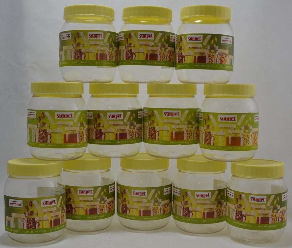 Sunpet Unbreakable Plastic Container No.Spl50012  5.25 Inch Hight And 2.9 Inch Dia , Multicolour , Set Of 12 Pieces