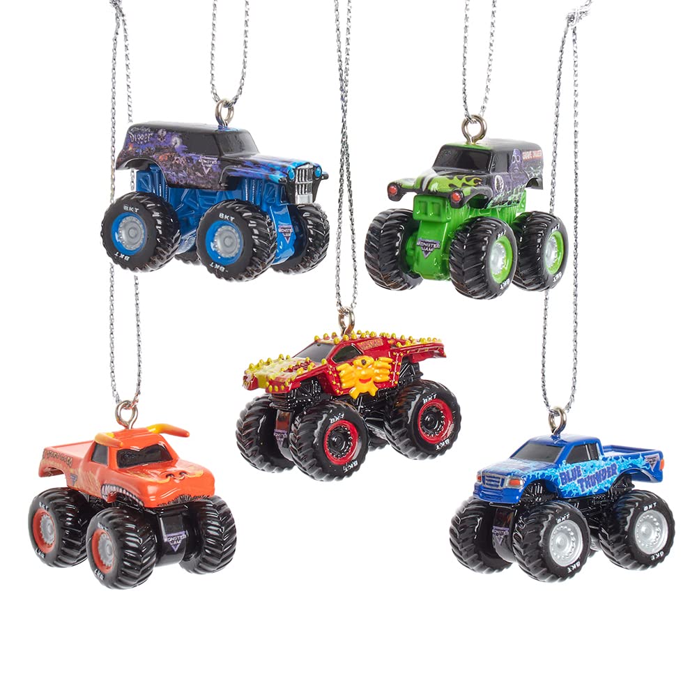 Kurt Adler Monster Jam Miniature Ornament Set, 5-Piece Set