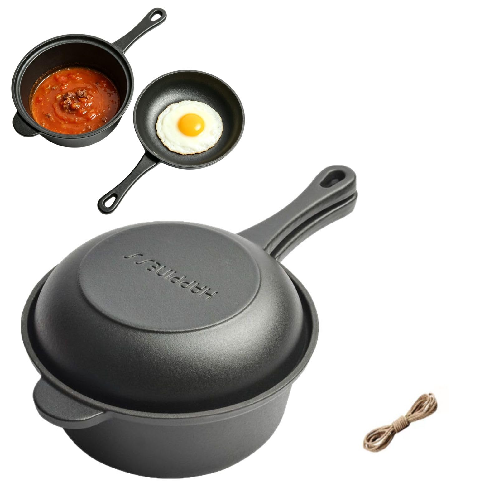 AzulLanse Cast Iron Sauce Pot 1.6 Quart Saucepan with Lid