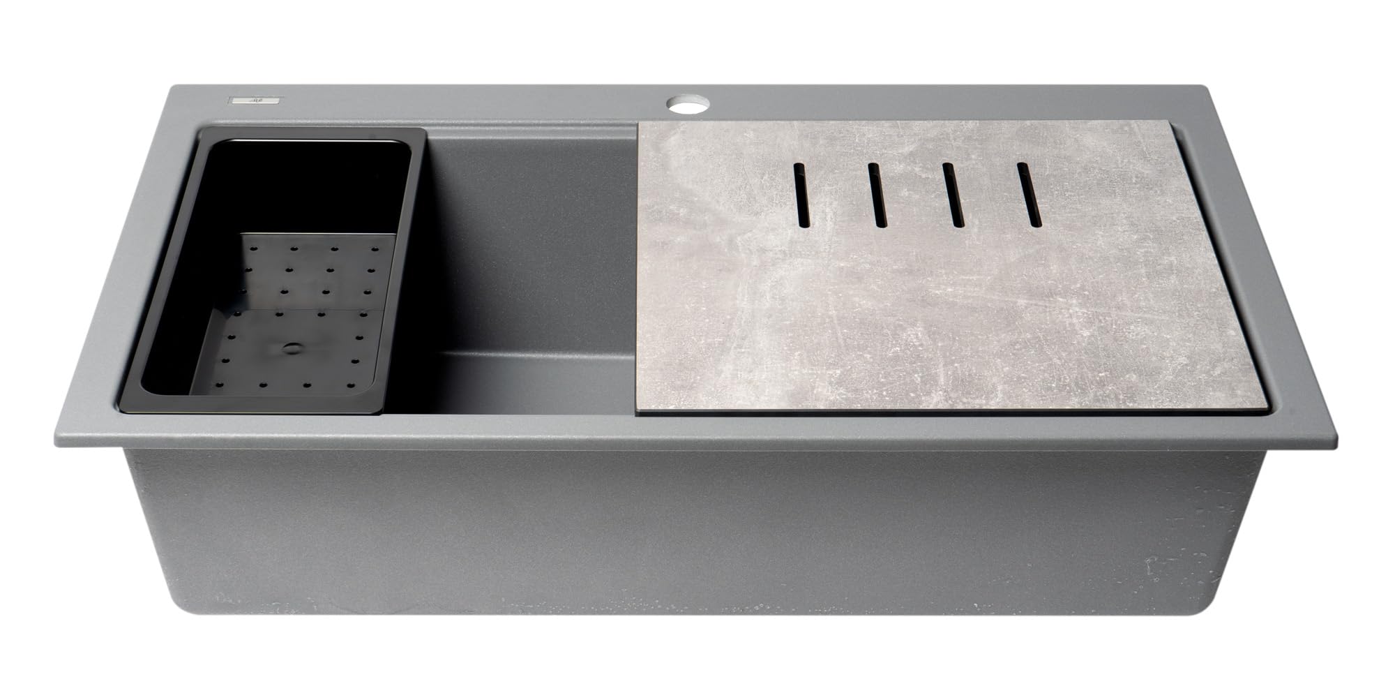 Alfi Brand Ab3418Sbdi-T Titanium 33'' Granite Composite Workstation Step Rim Single Bowl Drop In Sink With Accessories