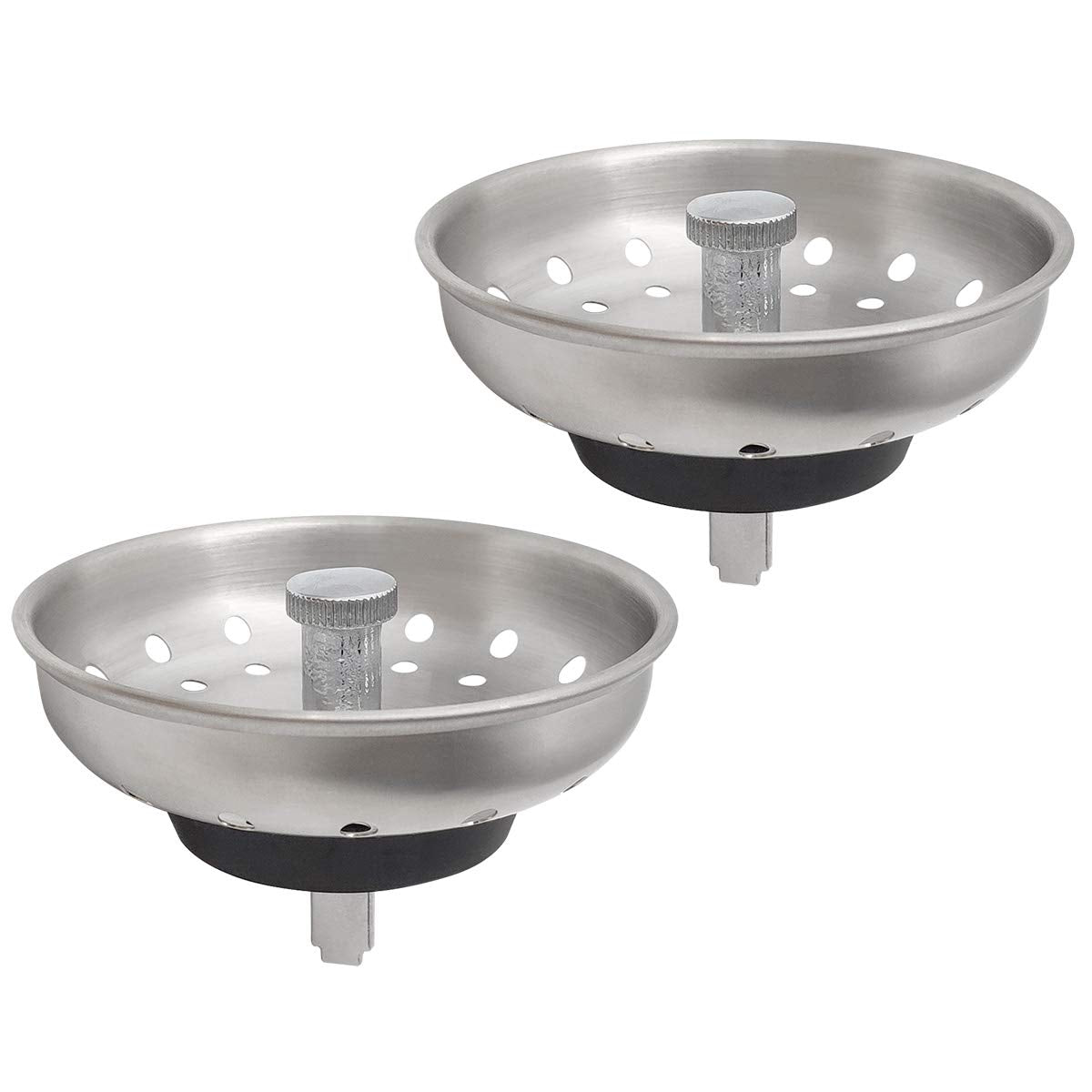 Gzila 2 Pcs Kitchen Sink Drain Strainer Replacement For 3-1/2 Inch Standard Drain, Basket Rubber Stopper, 304 Stainless Steel Br