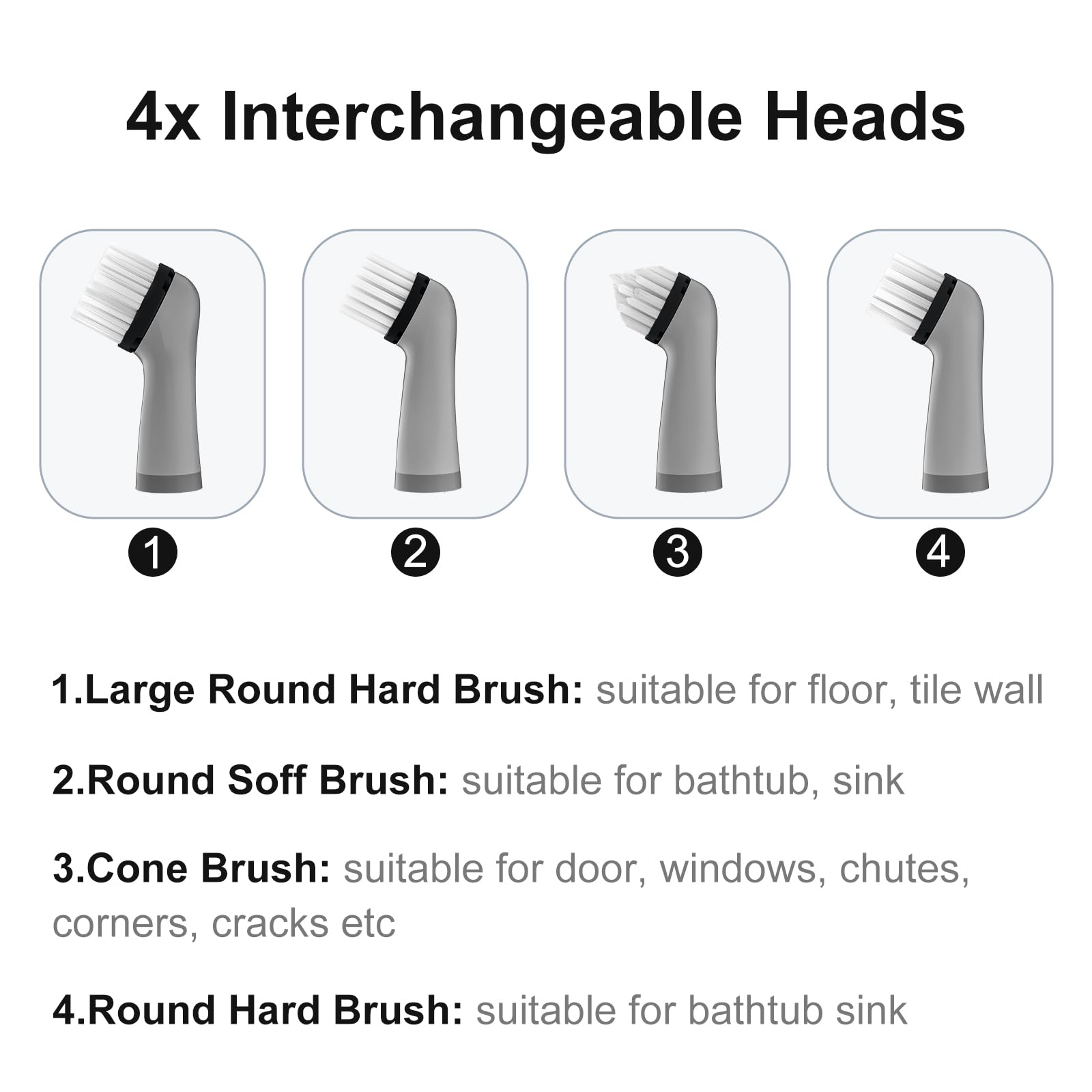 Electric Cleaning Brush With 4 In 1 Multiple Brush Heads, Indoor Household Cordless Motorized Brush For Bathroom Toilet Kitchen