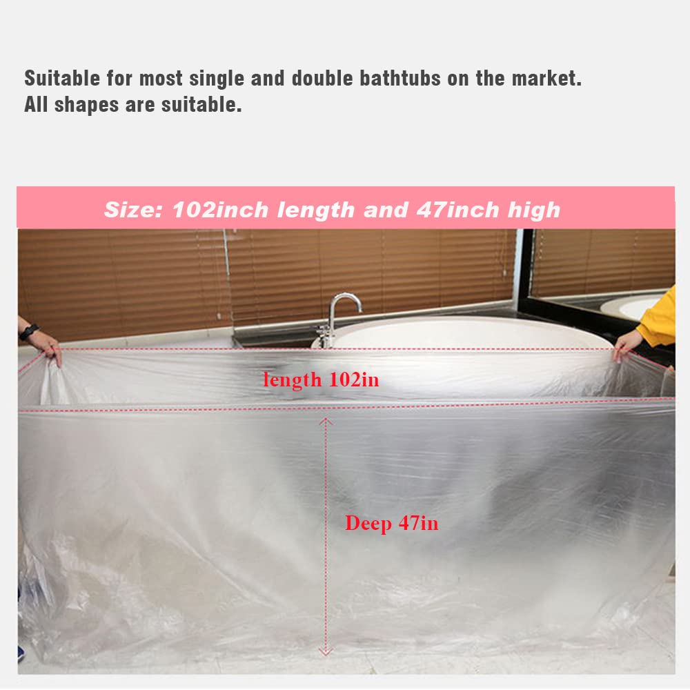 Healcity 10 Packs Of Disposable Portable Bathtub Cover Lining, Birthday Gift, Large Bathtub Liner Plastic Bag For Salon, Home An