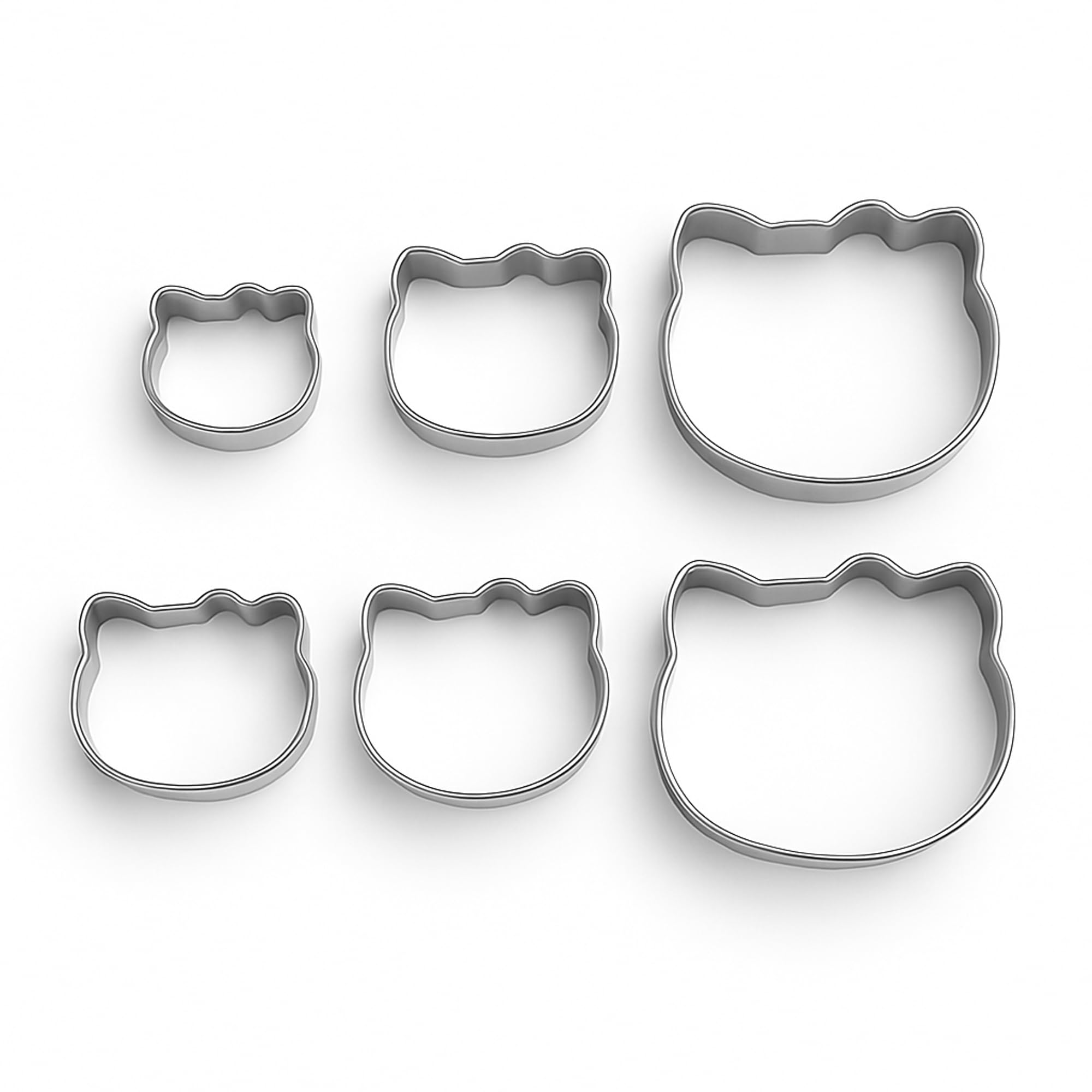 O'Creme Stainless Steel Hello Kitty Cookie Cutters 1-3/8 Inch, 1-3/4 Inch, 2-1/8 Inch, 2-5/8 Inch, 2-7/8 Inch And 3-3/8 Inch
