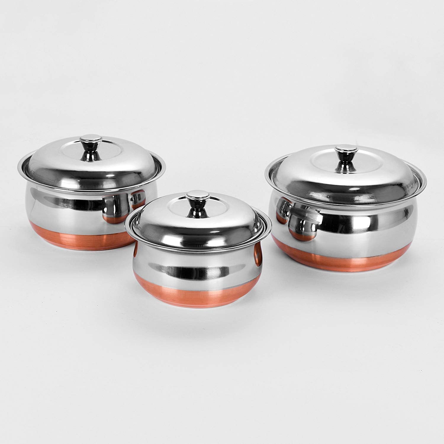 Sumeet Stainless Steel Copper Bottom Multipurpose Cook & Serve Handi With Lid - 3 Pcs Set
