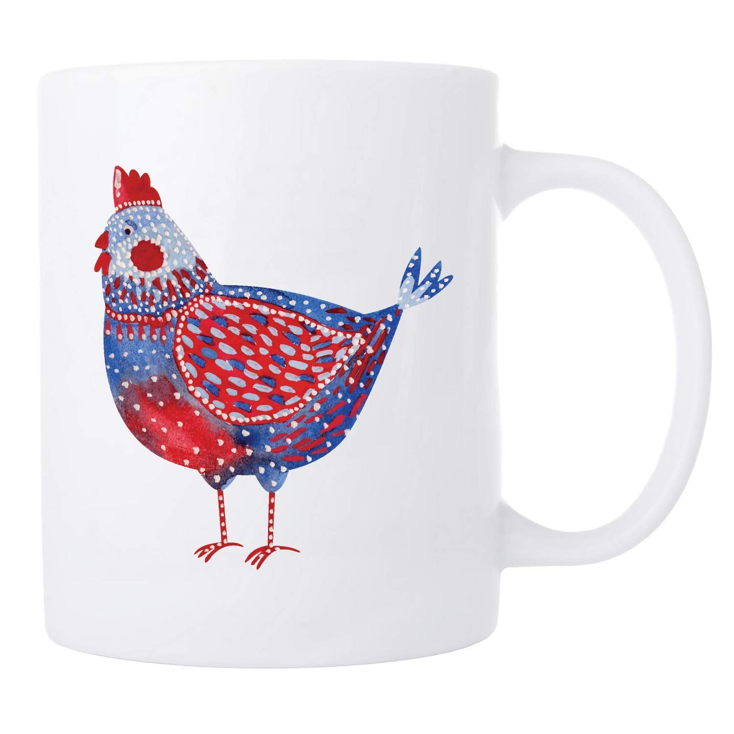 Farmhouse Chicken Coffee Mug - Folk Art Gift For Chicken Lovers - Hen Kitchen Decor