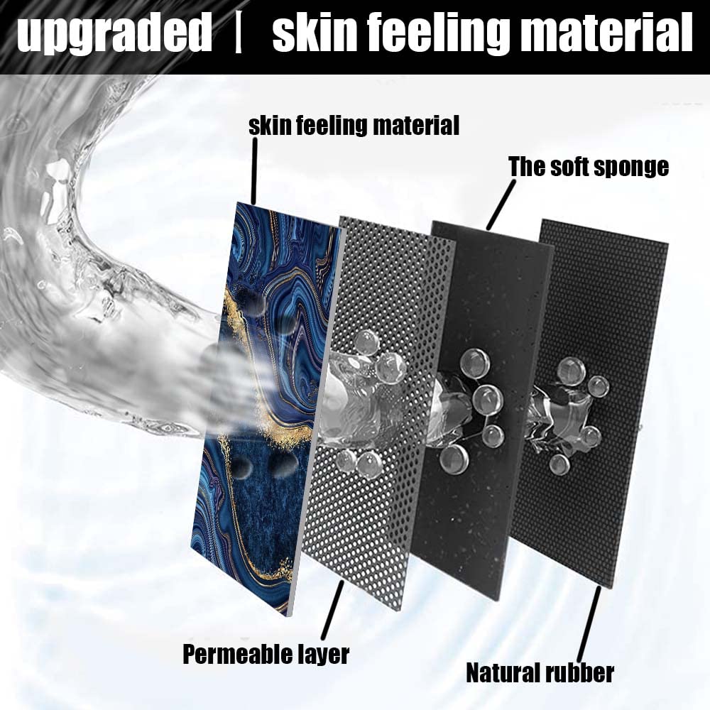 Zhuzhishan Bath Mat Rug,Dark Blue Gold Marblenon Slip Quick Dry Super Absorbent Thin Bathroom Rugs Fit Under Door-Easy To Clean