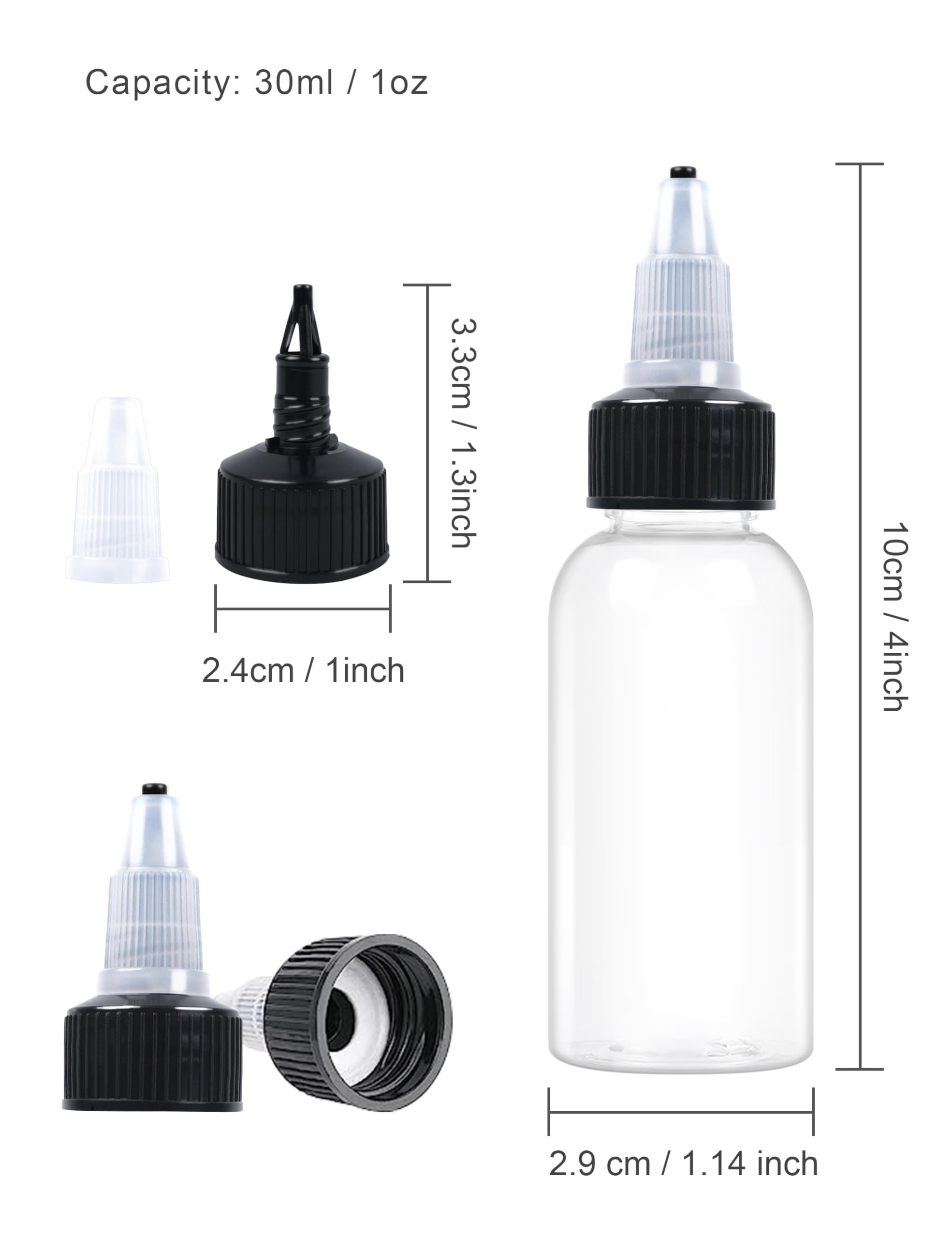 Eosau 20 Pcs 1Oz Plastic Squeeze Bottles With Twist Top Cap, 30Ml Clear Dispensing Bottles, Empty Squirt Bottle For Liquids, Sau