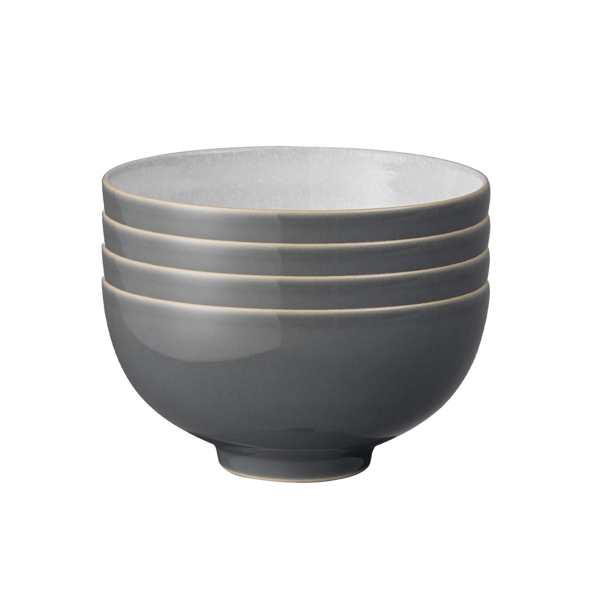Denby Elements Fossil Grey 4 Pc Rice Bowl Set,Length: 13Cm, Width: 13Cm, Depth: 6.5Cm
