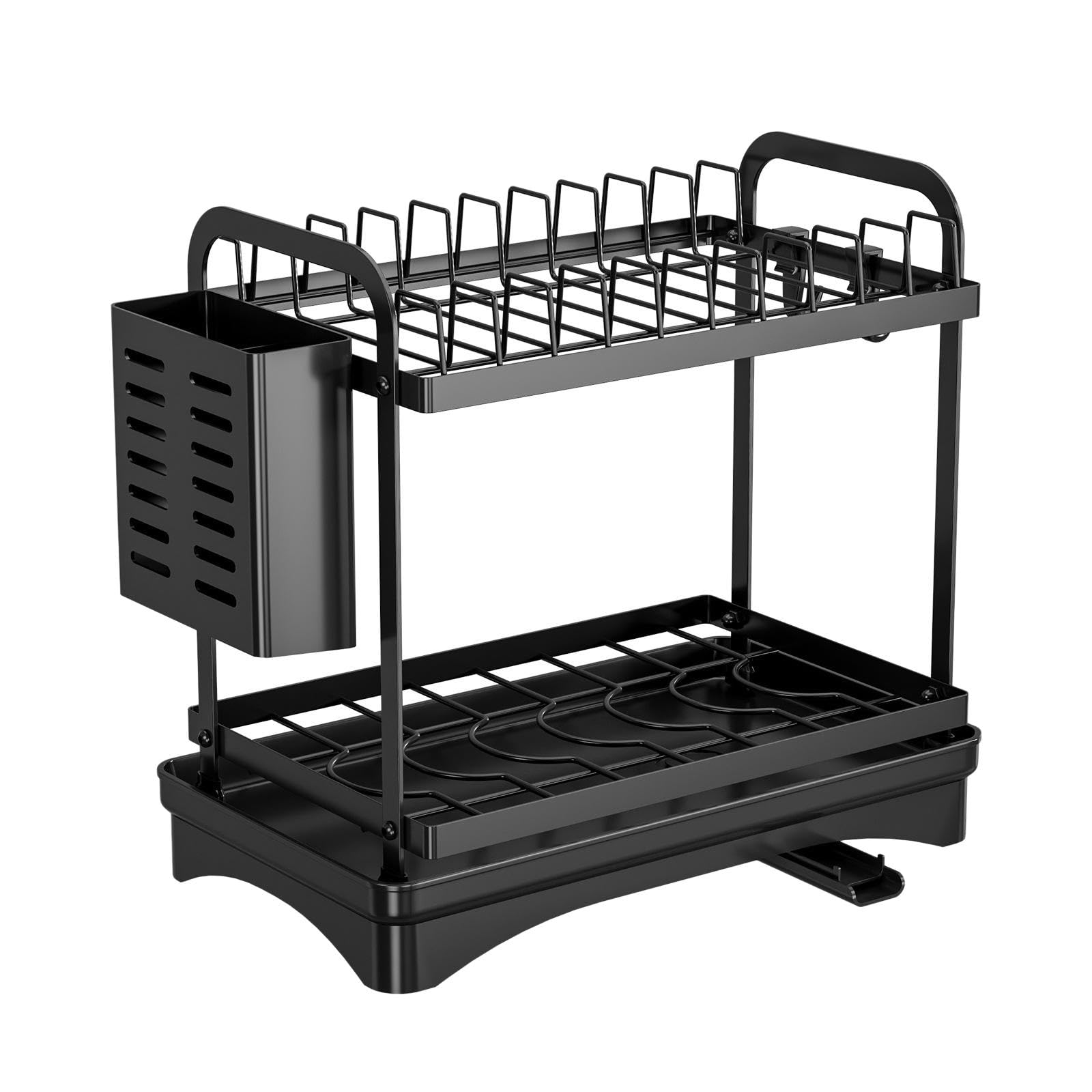 Atorse Dish Drying Rack Neatly Efficiency For Kitchen Counter For Plates Cups Bowls Black Home & Garden | Kitchen, Dining & Bar 