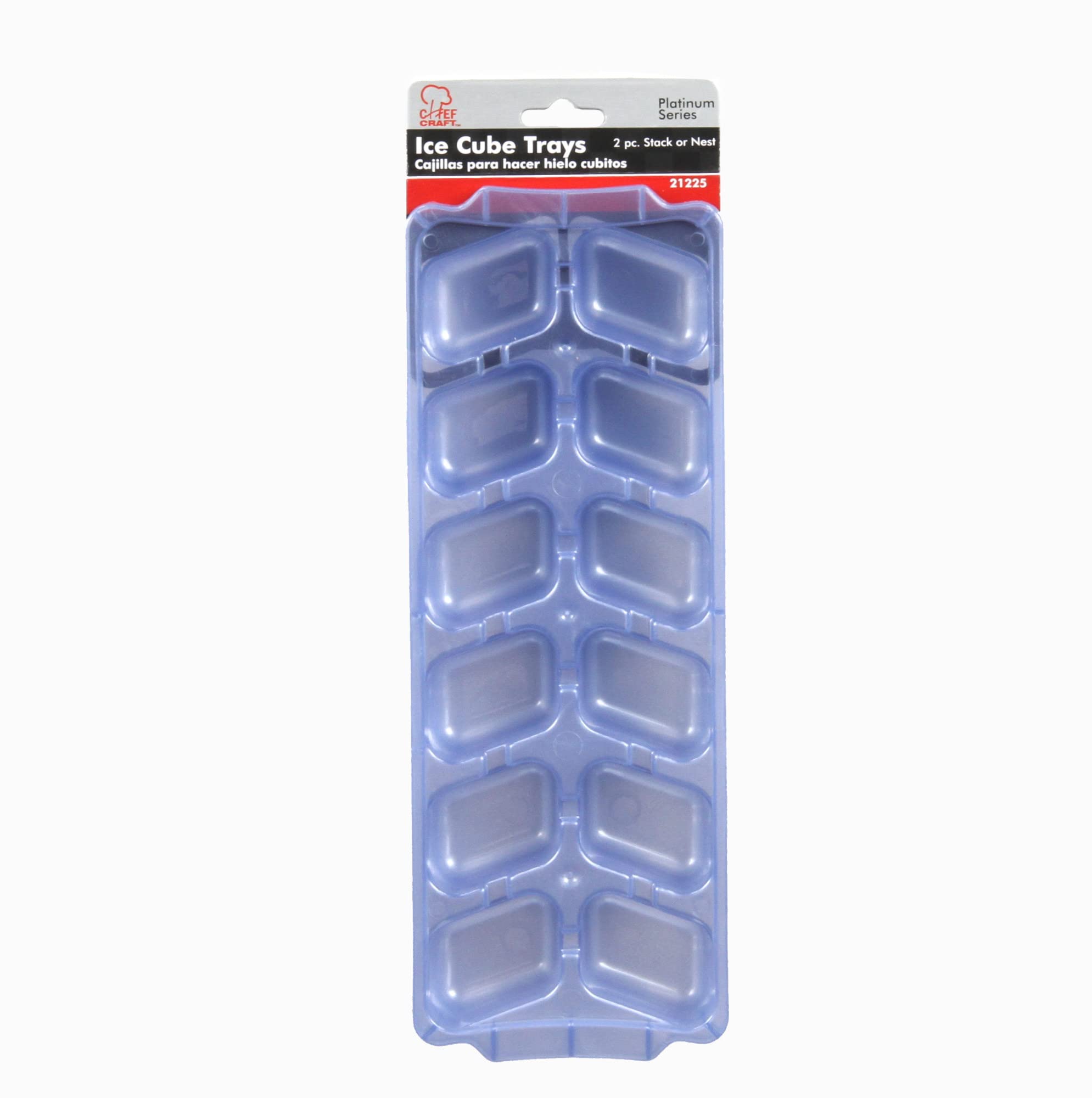 Chef Craft Stack Or Nest Ice Cube Tray, 10 Inches In Length 2 Piece Set Yields 10 Cubes, Color May Vary