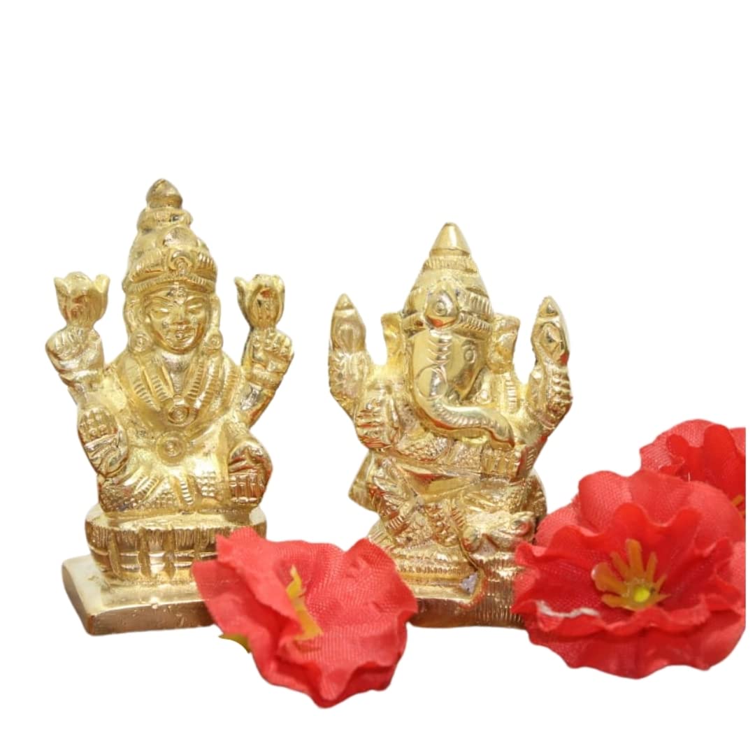 Mirakii Brass Lakshmi And Ganesha Idol For Diwali, Housewarming, Wedding Or Birthday Gift
