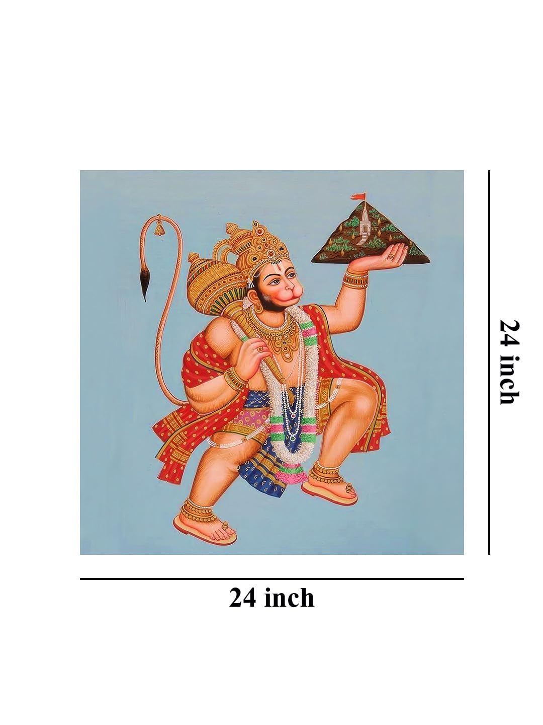 999Store Hanuman Carrying The Sanjeevani Mountain With Devotion - Canvas Painting | Ramayana Art, Hindu Mythology Decor, Hanuman
