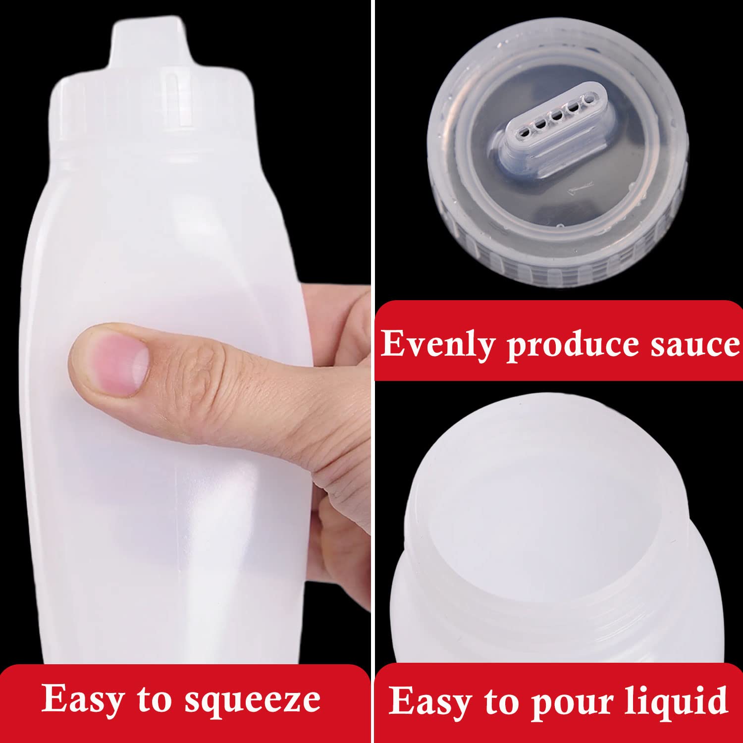 Ramfiyn Condiment Porous Squeeze Bottles, Small Salad Dressing Container, Squeeze Bottles For Sauces, Multi-Nozzle Salad Squeeze