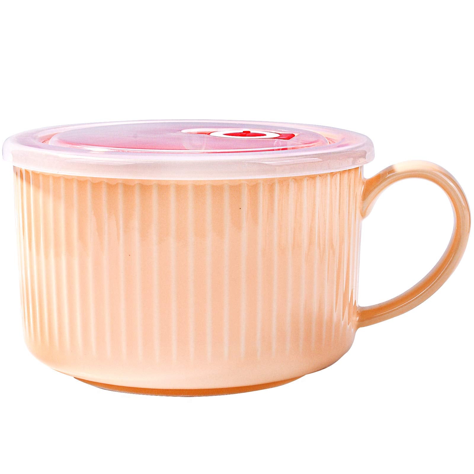 Lmrlcs Microwavable Soup Bowl With Handle And Lid, Soup Mug For Oat Instant Noodles, Snacks (Orange)