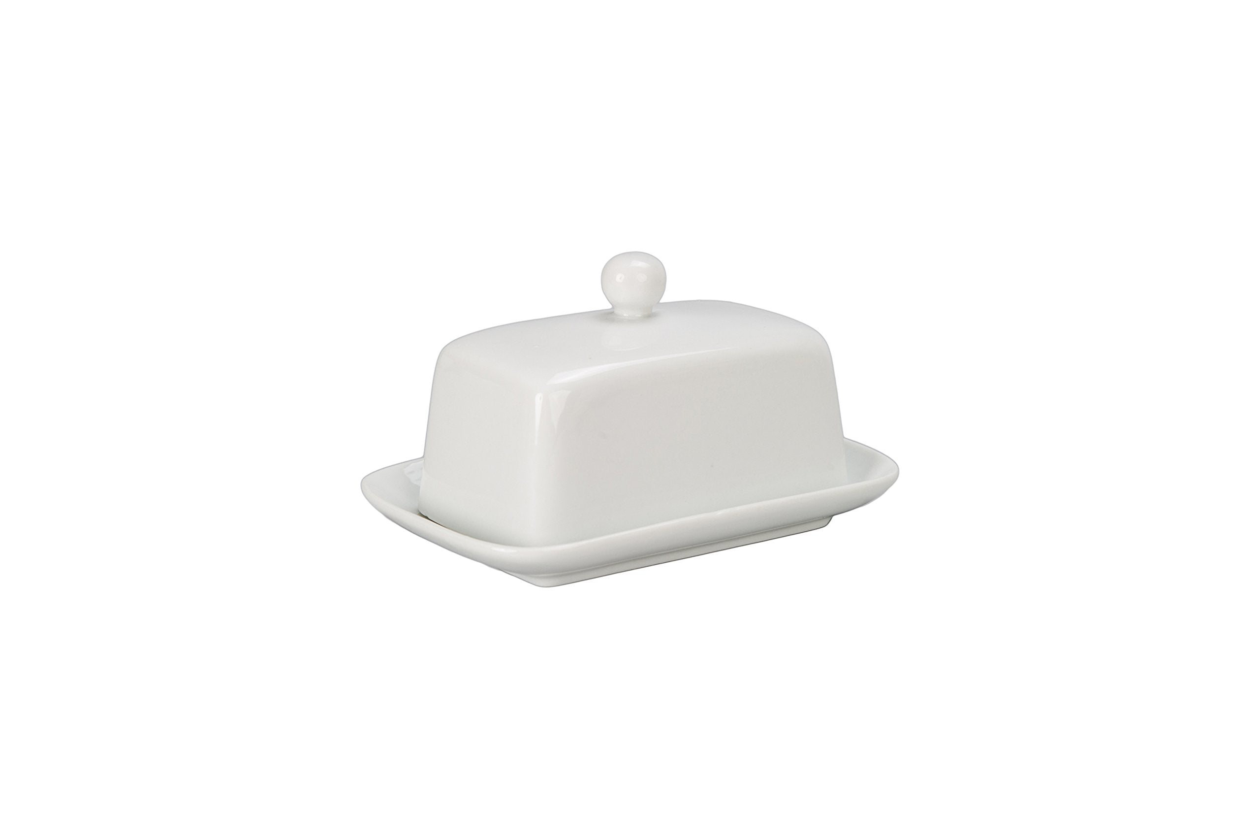Bia Cordon Bleu Covered Half-Stick Butter Dish With Knob Lid, White