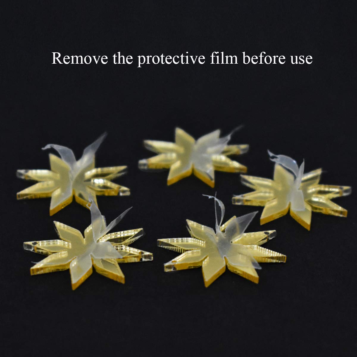 Embroiderymaterial Gold Flower Shape Acrylic Mirror For Embroidery And Craft Purpose ( 25 Pieces)