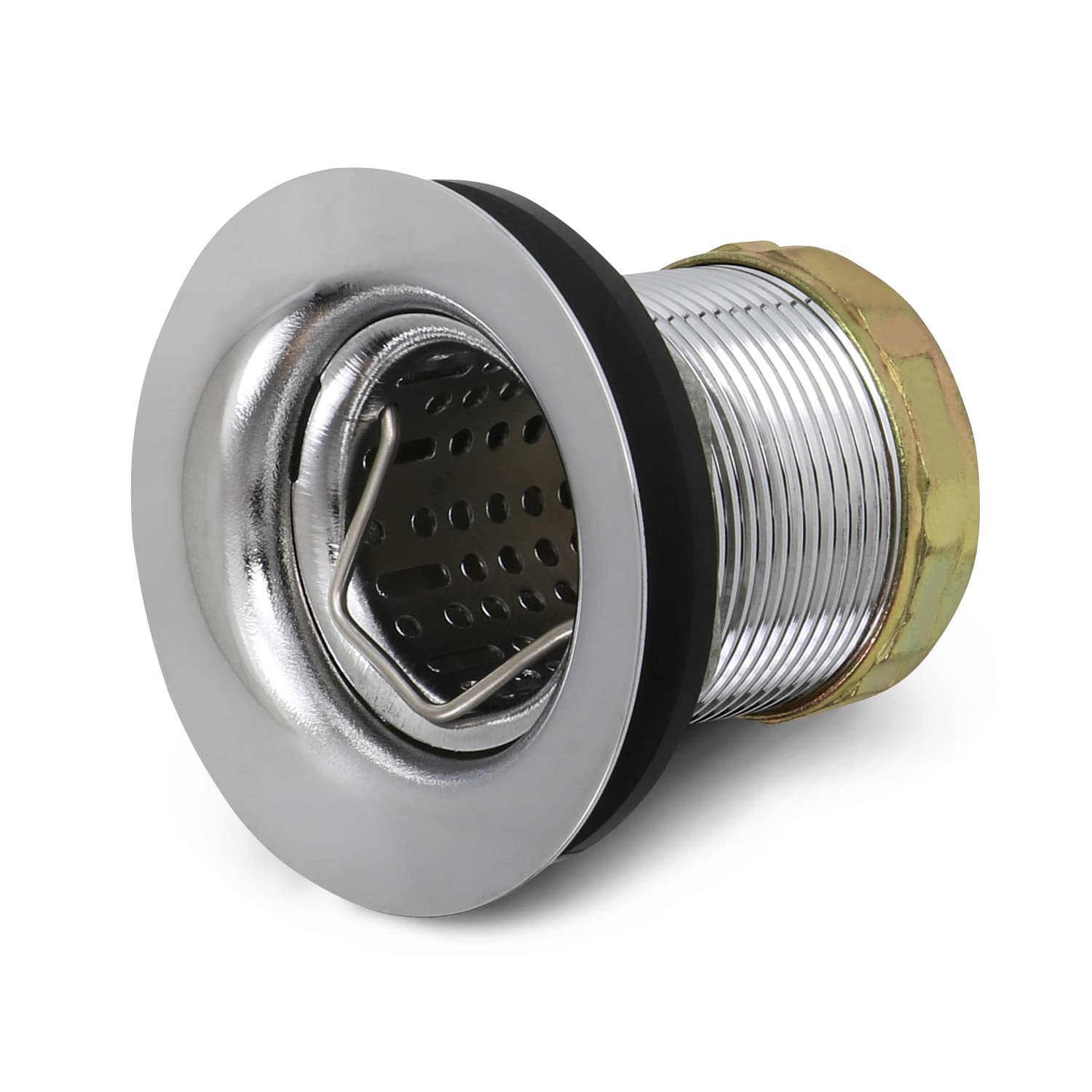 Highcraft 9774 Bar/Prep Sink (1-7/8    - 2-1/4   ) Junior Duo Stainless Steel Drain Assembly With Deep Strainer Basket Stopper