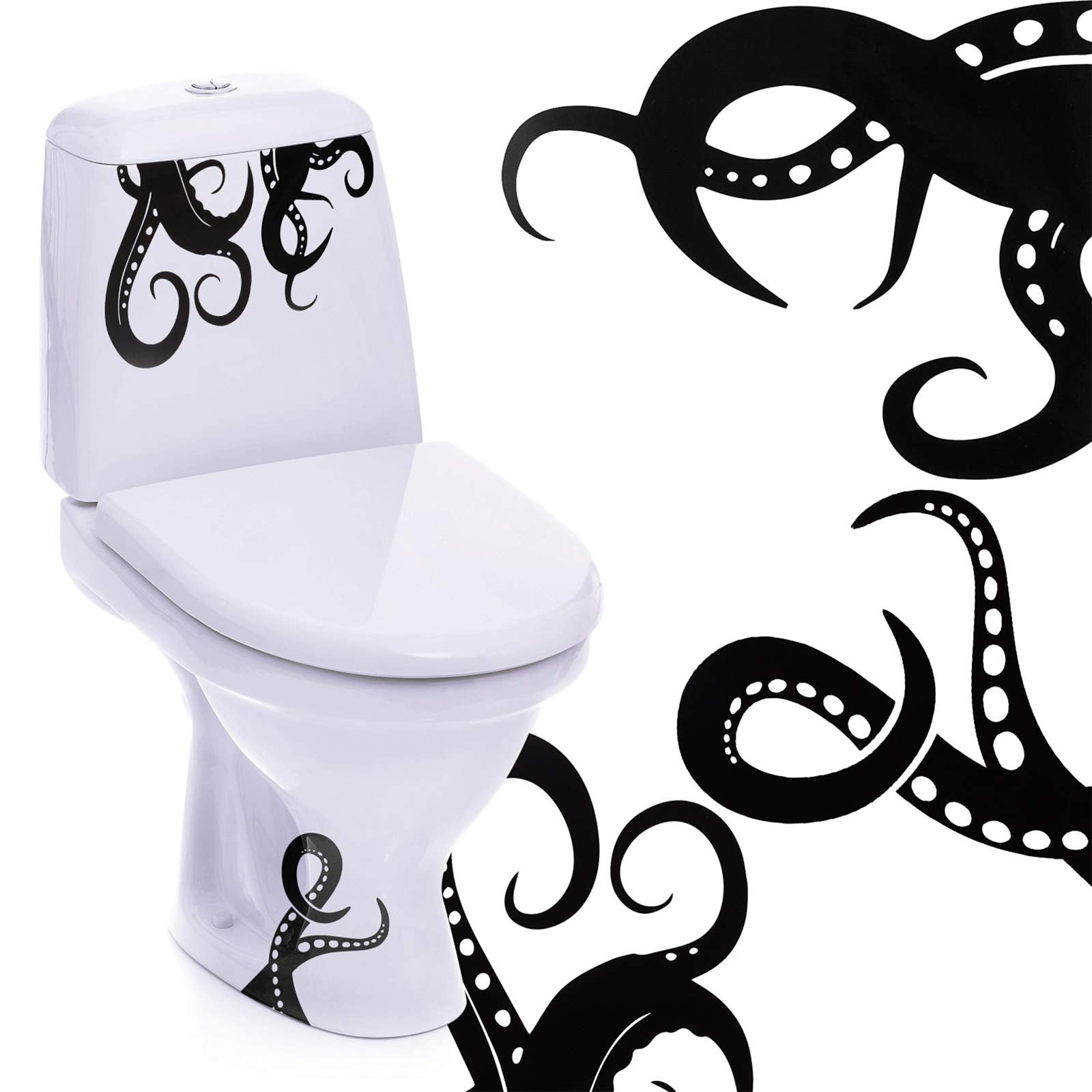 15 Pieces Kraken Octopus Toilet Tentacles Wall Decals Decor Sticker Octopus Toilet Home Decal Black Sea Creature Wall Art Sticke