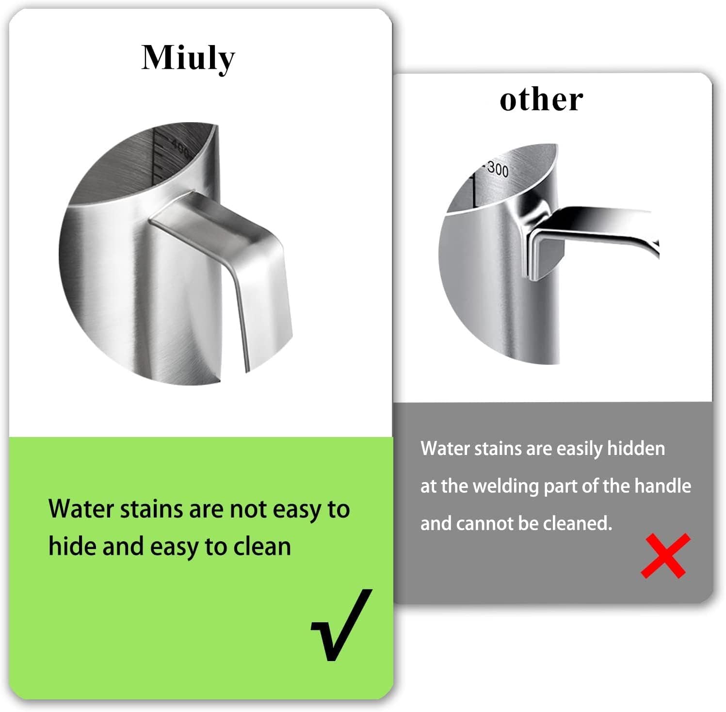 Miuly Milk Frothing Pitcher, 14Oz/420Ml Milk Frother Cup 304 Stainless Steel Steaming Pitcher With Internal Scale, Espresso Acce