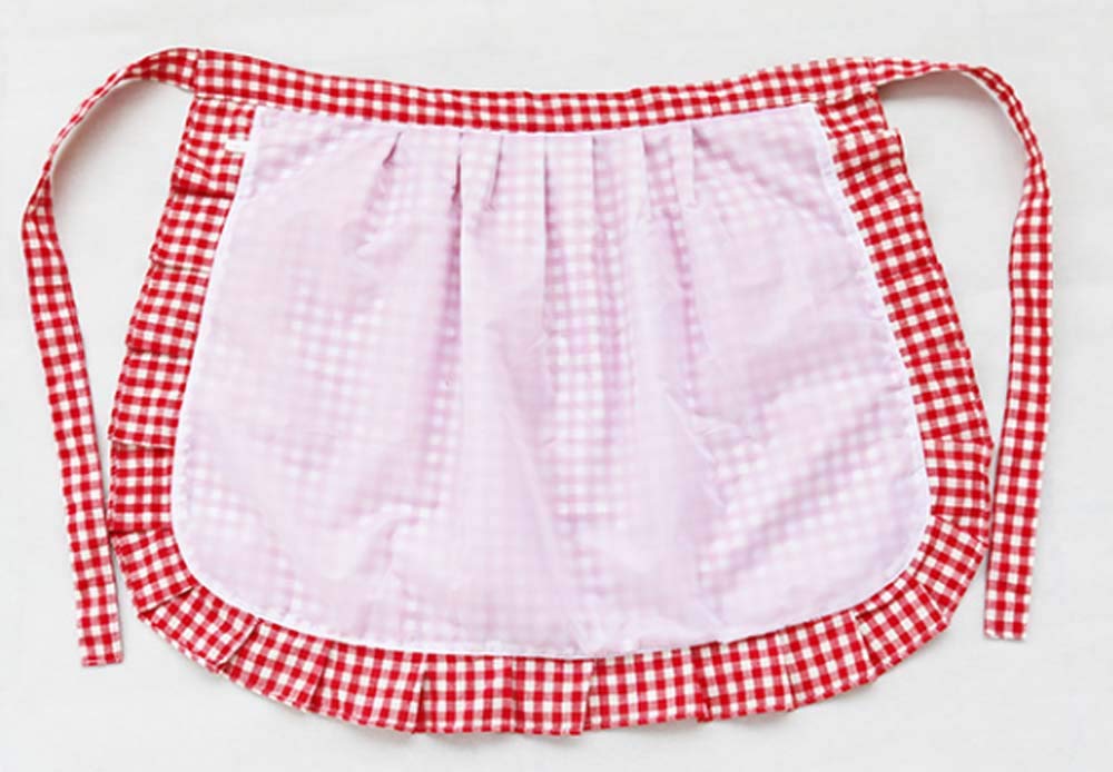 Crb Fashion Womens Waist Pocket Half Bistro Kitchen Cooking Apron (Red)
