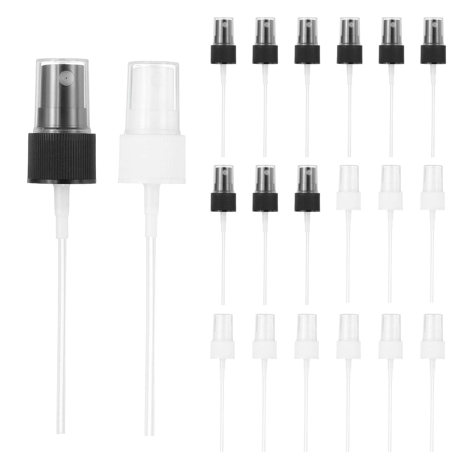 uxcell 24 Pcs Black/White Spray Top, 20/410 Fine Mist Sprayer Reusable Replacement Spray Bottle Pump Stripe Plastic Top for Cosm