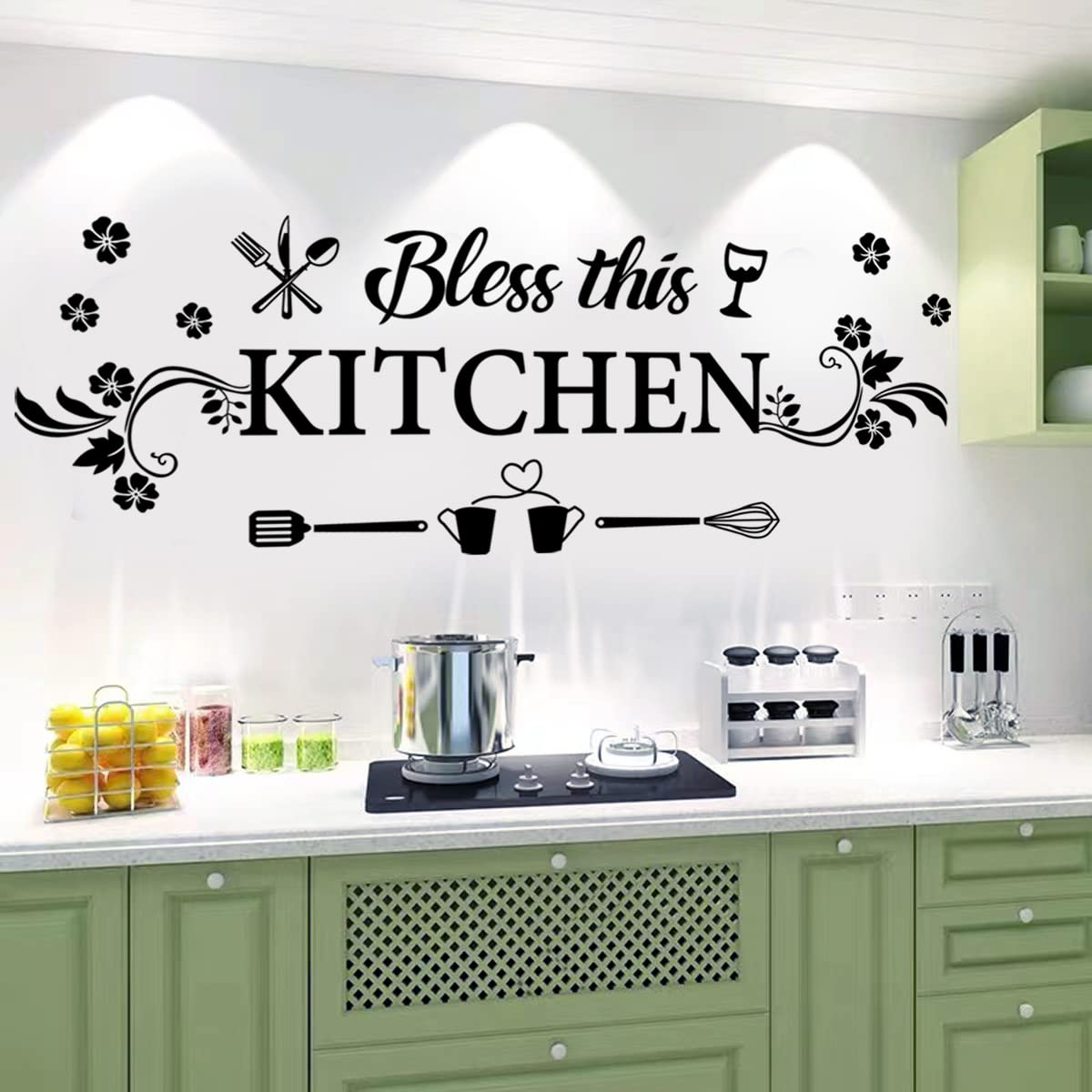 Kitchen Wall Decor Sticker Kitchen Quotes Bless This Kitchen Wall Decals Flower Art Removable Diy Vinyl Wall Stickers For Kitche