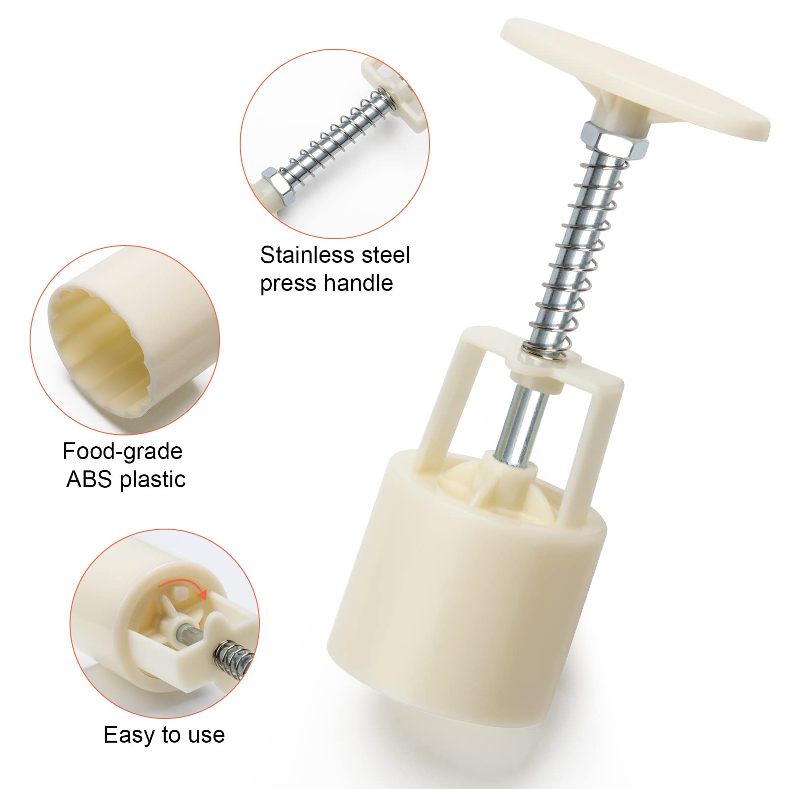 Luxiv Moon Cake Mould 75G, 12 Pcs Pattern Hand-Pressure Mooncake Molds For Mid-Autumn Diy Pastry Tool 2 Sets With 6Pcs Round Flo