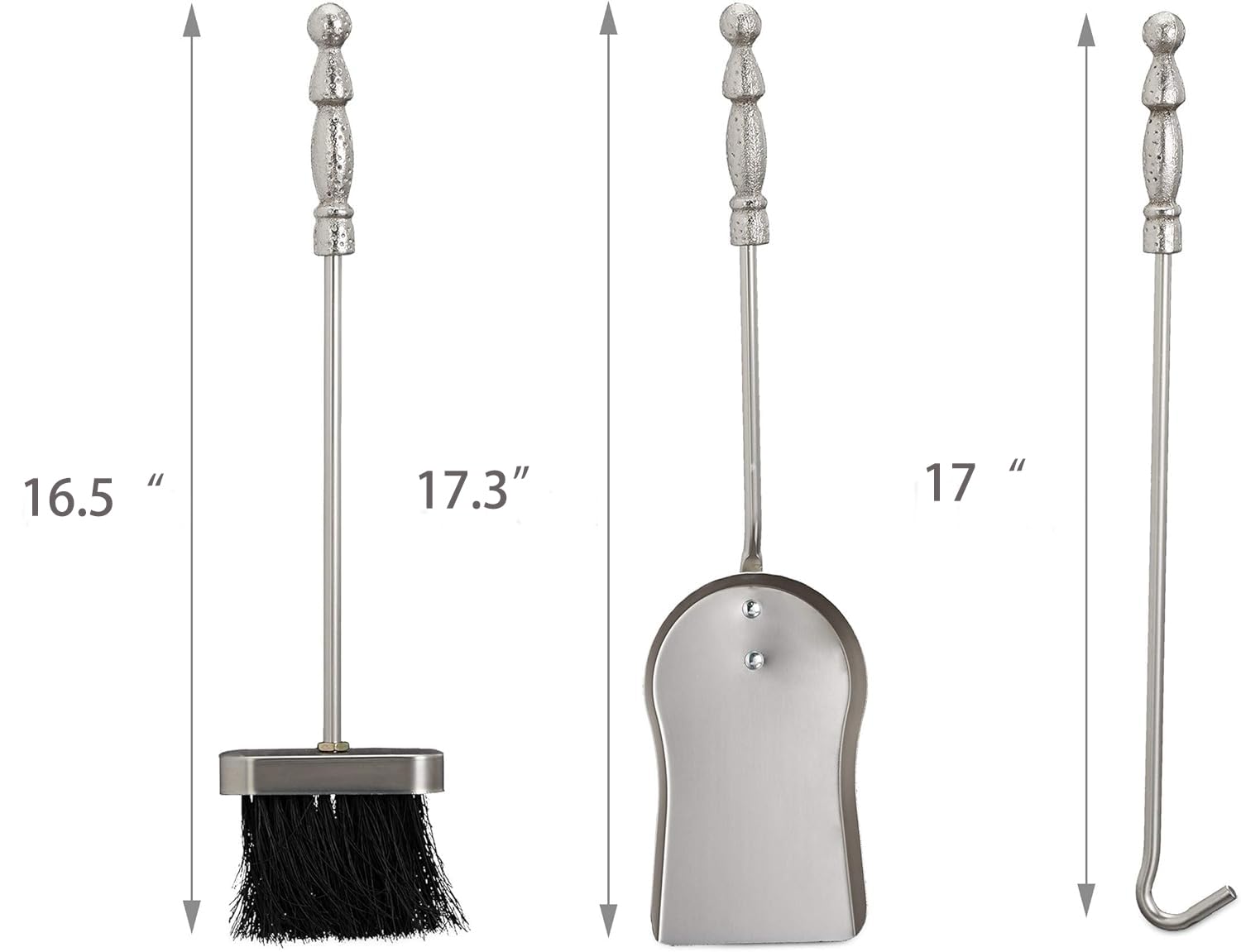 Lizh Metalwork Medieval Knight Fireplace Tools Set,Heavy Duty Fireplace Accessories,Cast Iron Knights Templars Fireplace Tools,T